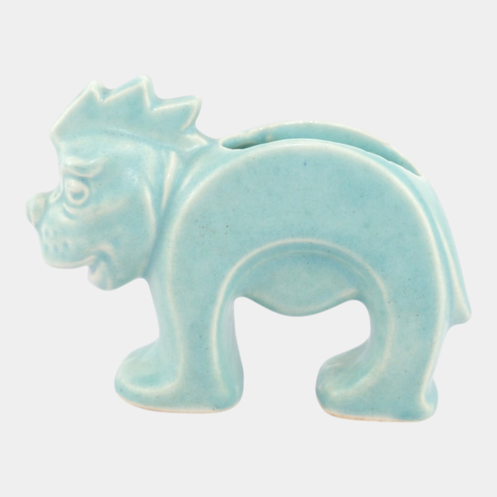 McCoy Vintage Mid Century Modern Art Pottery Aqua Ceramic Lion Stretch Figural Planter (1 of 6)
