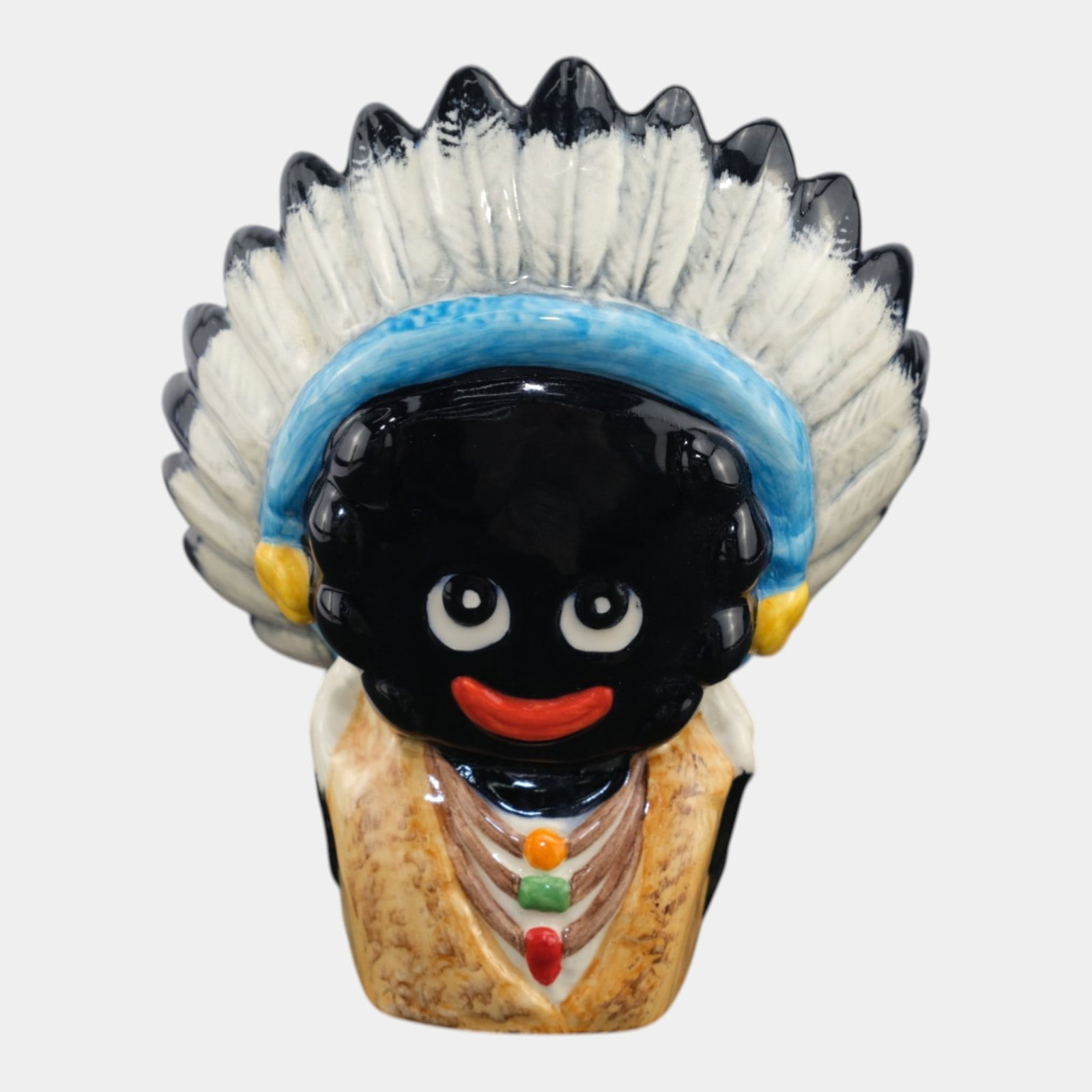 Carltonware English Trial "Golly" Hand Painted Native American In Headdress Ceramic Figurine: Professional, fast, and affordable in house shipping available for all items. Carltonware English Trial "Golly" Hand Painted Native American In Headdress Ceramic Figurine Boldly stylized and highly gl