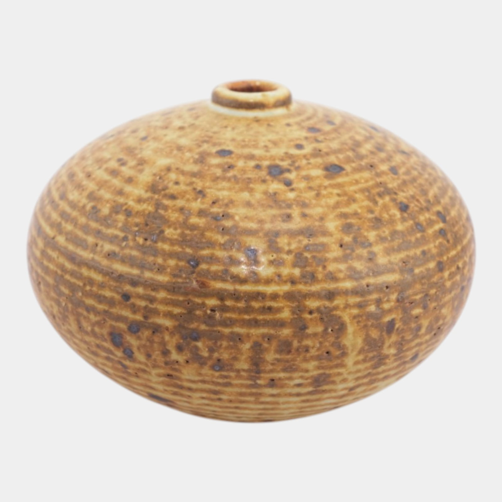 Vivika & Otto Heino Vintage Studio Art Pottery Mottled Brown Ceramic Weed Pot (1 of 6)
