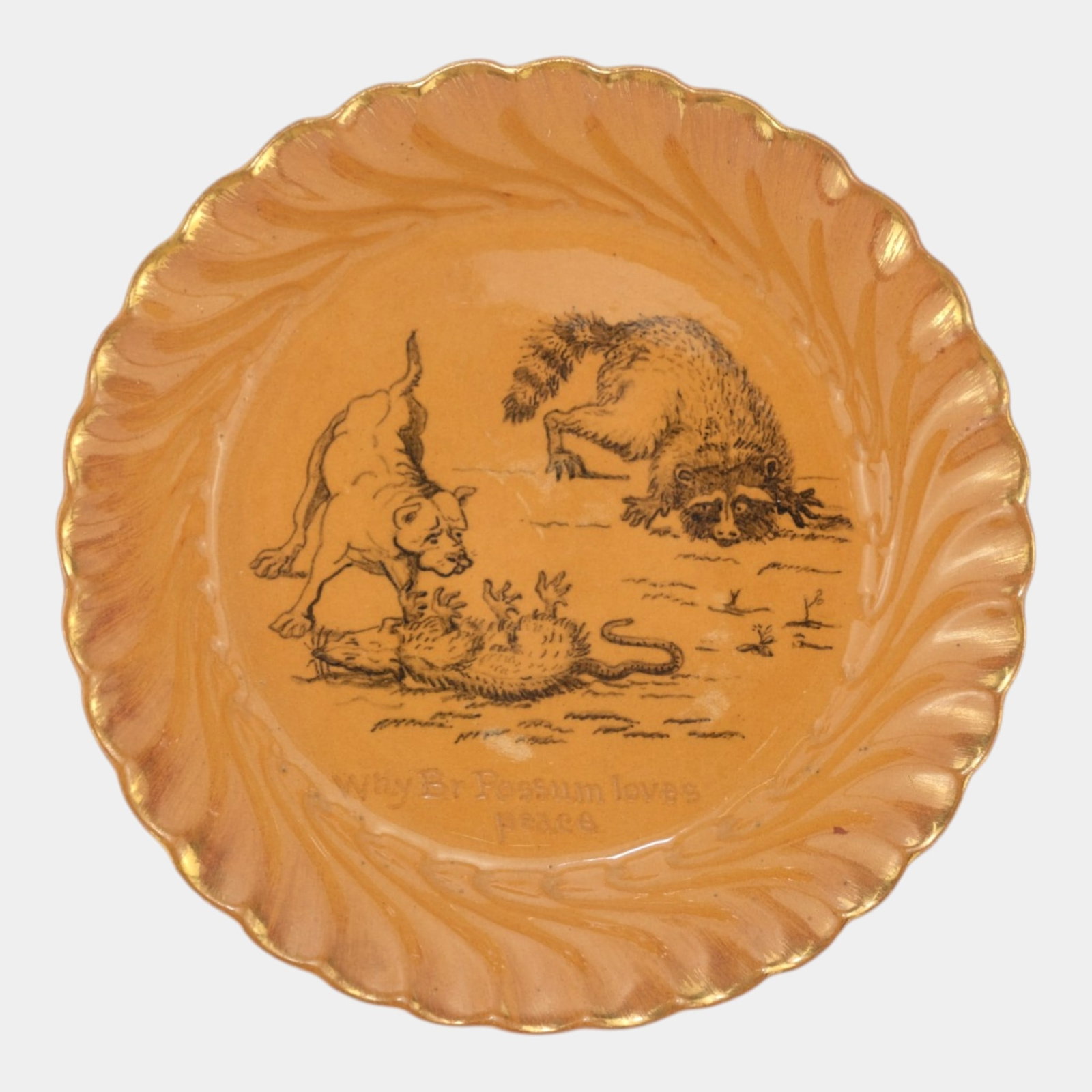 Rookwood 1885 Uncle Remus Series Vintage Art Pottery Brown Possum Children's Plate (1 of 7)