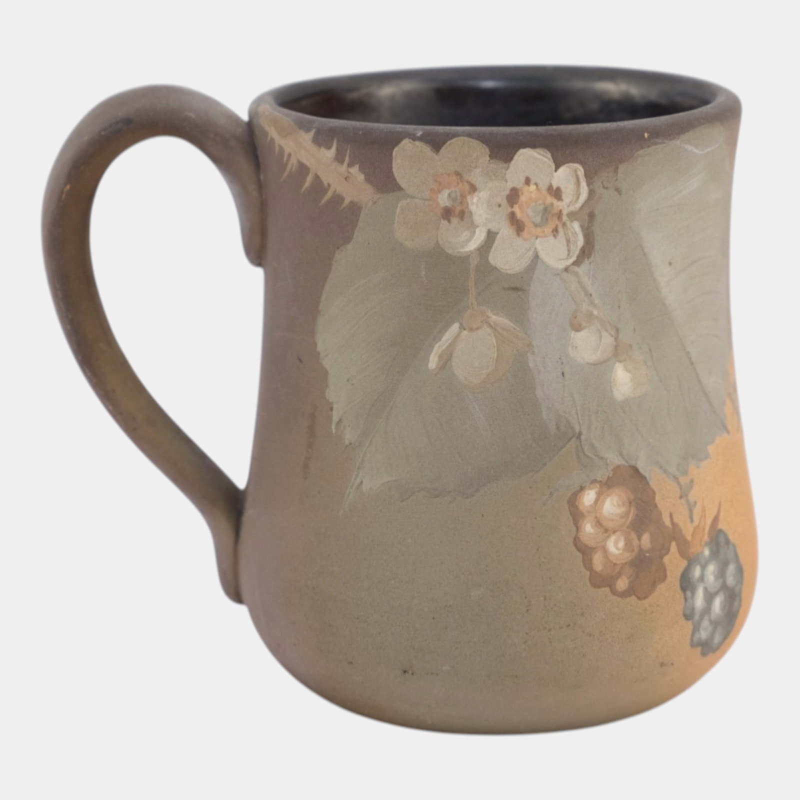 Denver Lonhuda 1892-1896 Vintage Art Pottery Matte Floral Berries Decorated Mug (1 of 6)