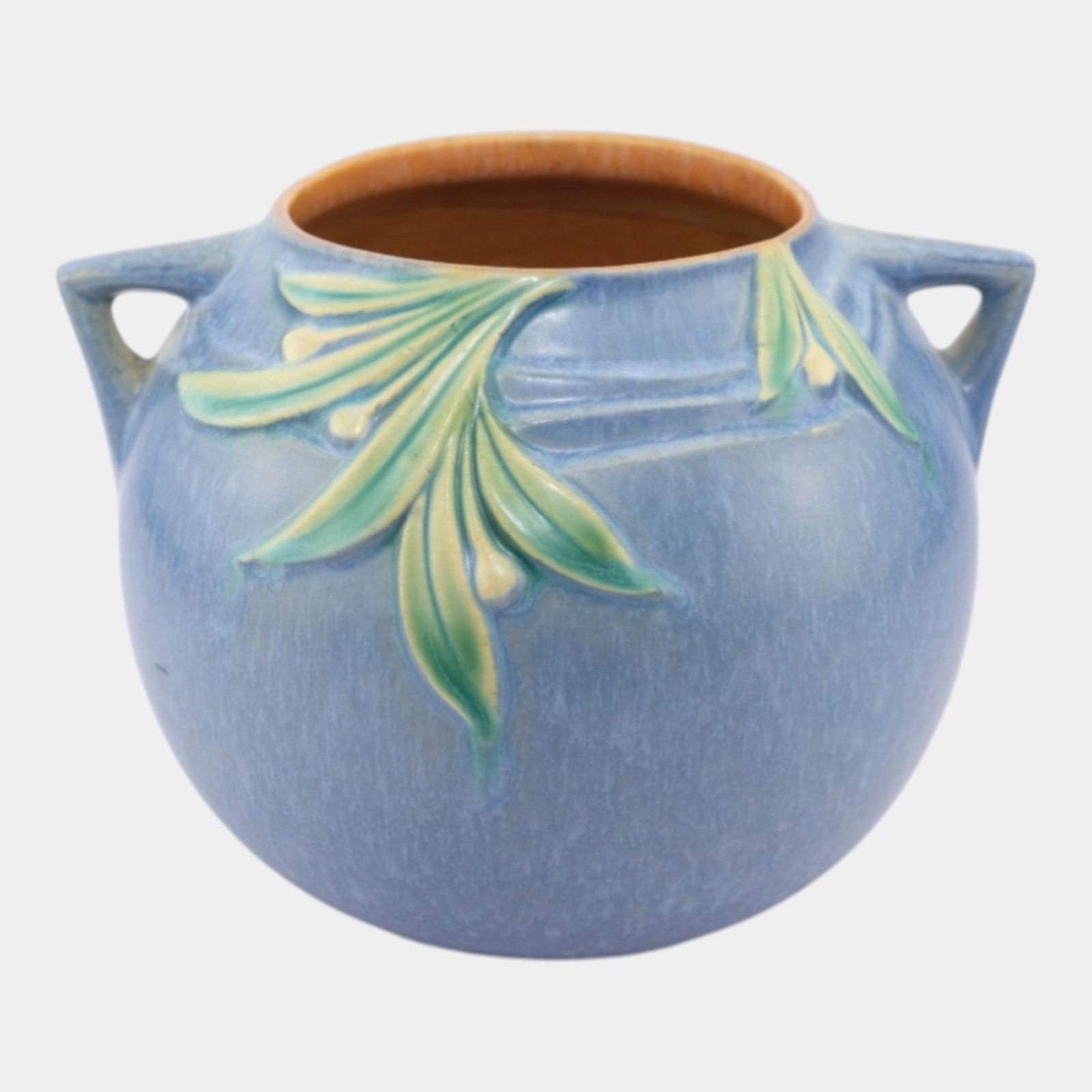 Roseville Velmoss II Blue 1935 Vintage Art Deco Pottery Ceramic Bowl Vase 265-6 (1 of 6)