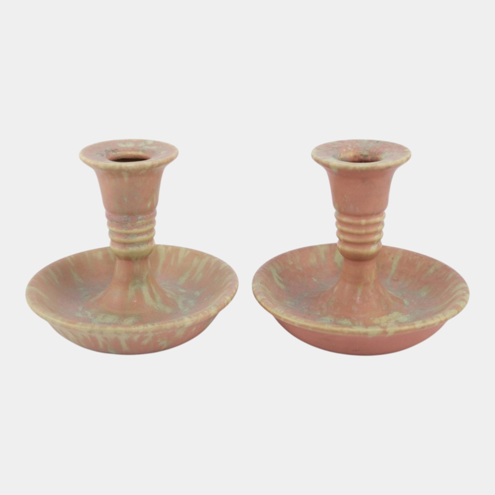 Roseville Imperial II Pink 1930 Vintage Art Pottery Ceramic Candle Holders 1077-4: Professional, fast, and affordable in house shipping available for all items. Roseville Imperial II Pink 1930 Vintage Art Pottery Ceramic Candle Holders 1077-4 Softly glowing and classically styled, t