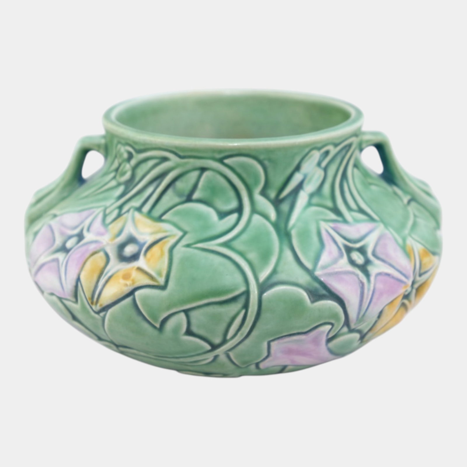 Roseville Morning Glory Green 1935 Vintage Art Pottery Ceramic Bowl Vase 268-4 (1 of 6)