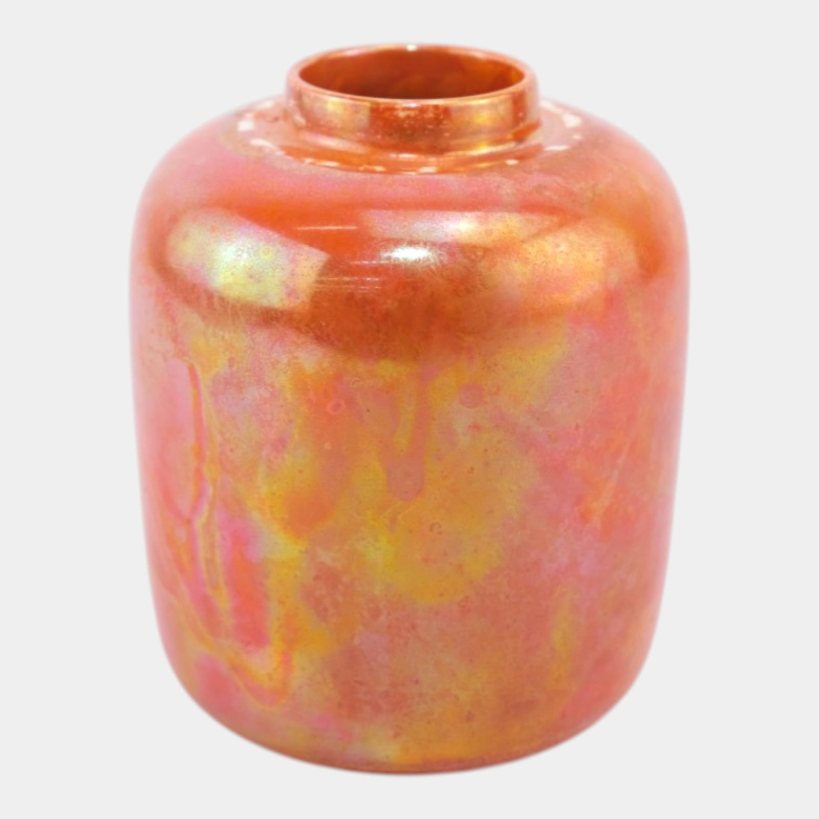 Ruskin Early 20th Century English Art Pottery Orange Iridescent Ceramic Cabinet Vase (1 of 7)
