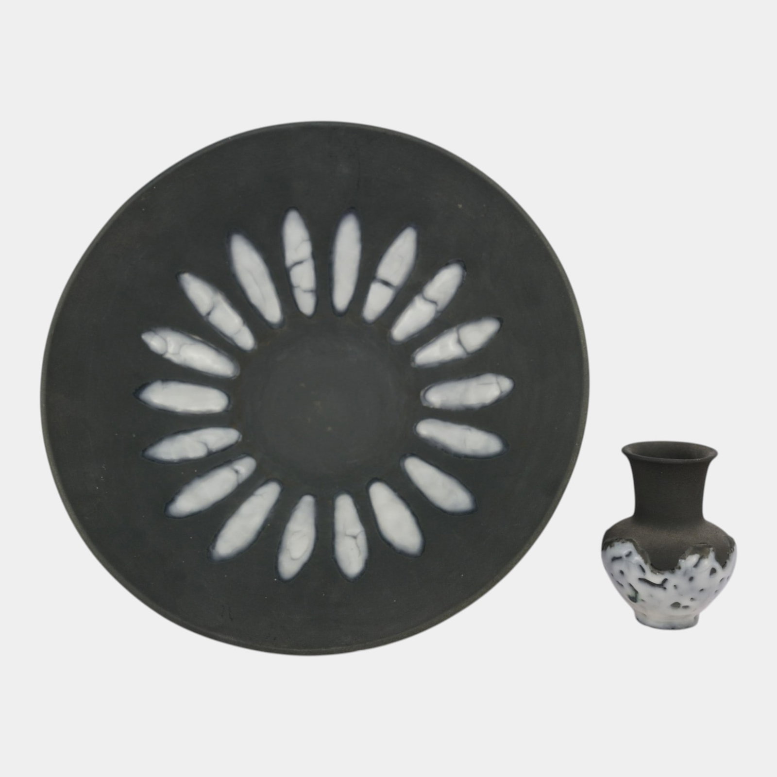 Rookwood Cirrus 1953 Vintage Mid Century Modern Pottery Black Ceramic Bowl Vase 6967 (1 of 6)