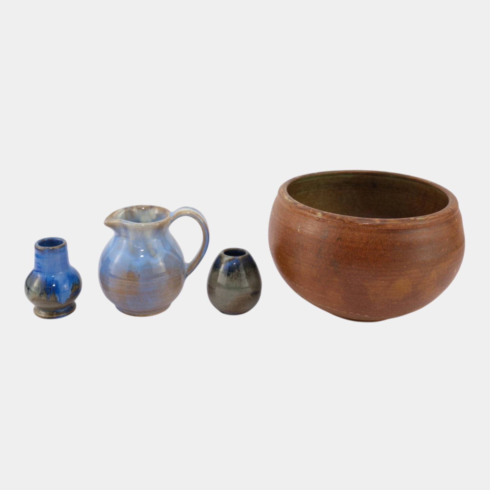 Shearwater Mississippi Art Pottery Hand Thrown Blue Brown Ceramic Bowl Pitcher Mini Vases (1 of 8)