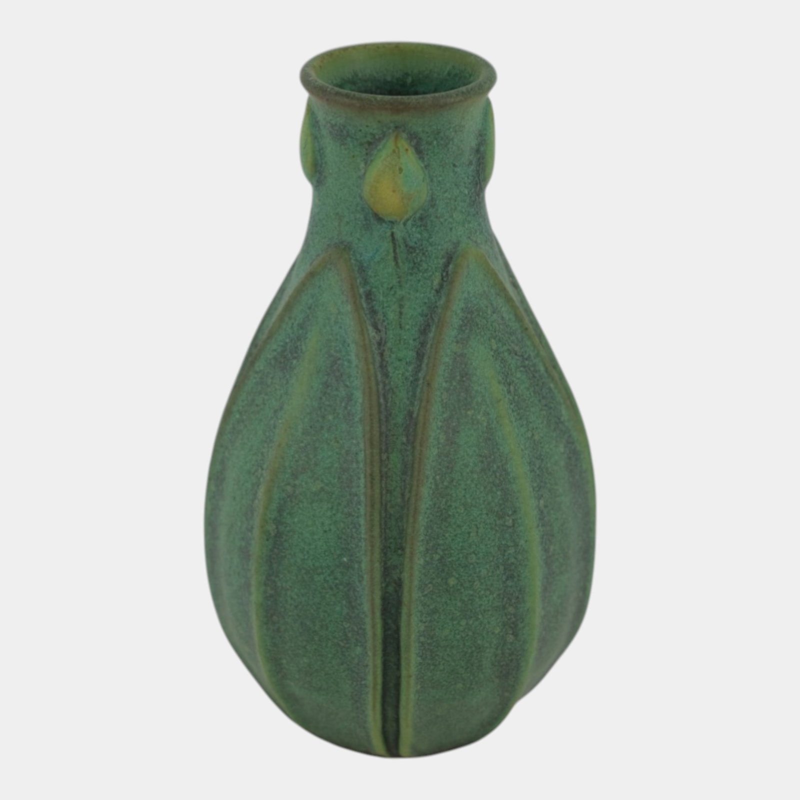 Jemerick Studio Pottery Arts And Crafts Matte Green Hand Crafted Broad Leaf Vase (1 of 8)