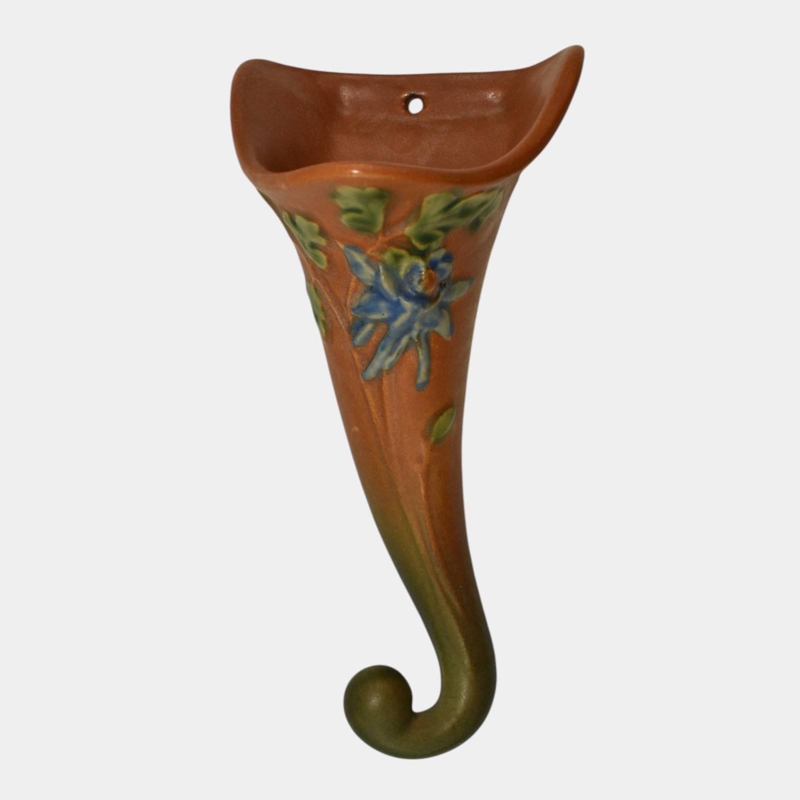 Roseville Columbine Brown 1941 Mid Century Modern Art Pottery Wall Pocket 1290-8 (1 of 6)