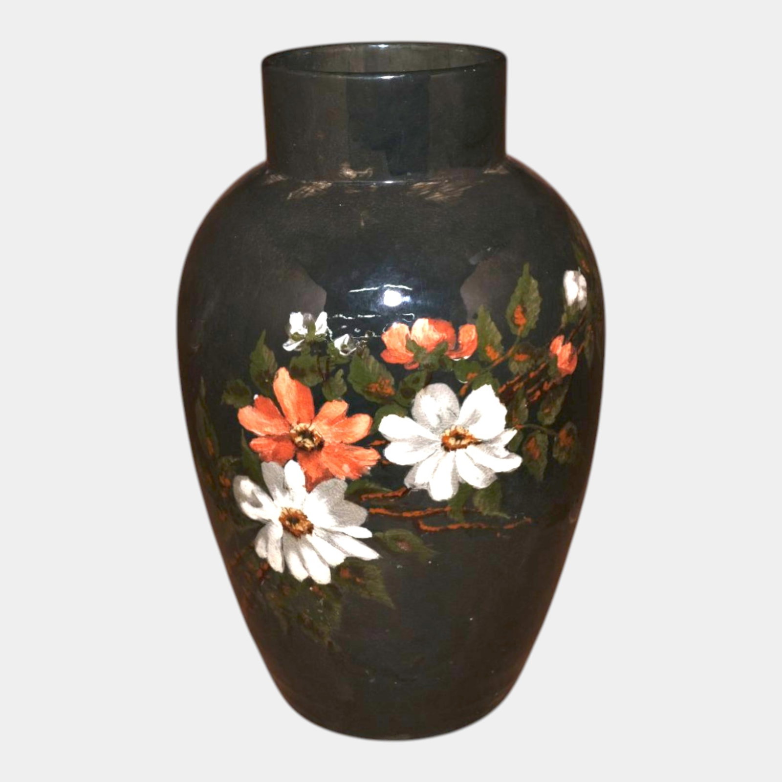 Rookwood Early 1882 Limoges Arts & Crafts Pottery Black Pink White Floral Large Floor Vase Valentein (1 of 7)
