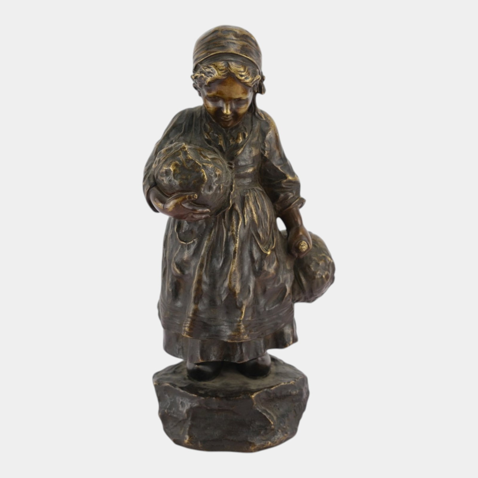 Giuseppe D'Aste (Italian, 1881-1945) Liaison Victorien Foundry "Dutch Girl With Cabbages" Bronze (1 of 7)