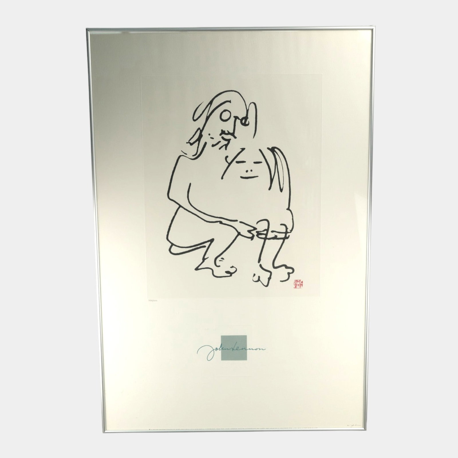 After John Lennon (British, 1940-180) "The Hug" 5000 Print Run Framed Lithograph Print (1 of 7)