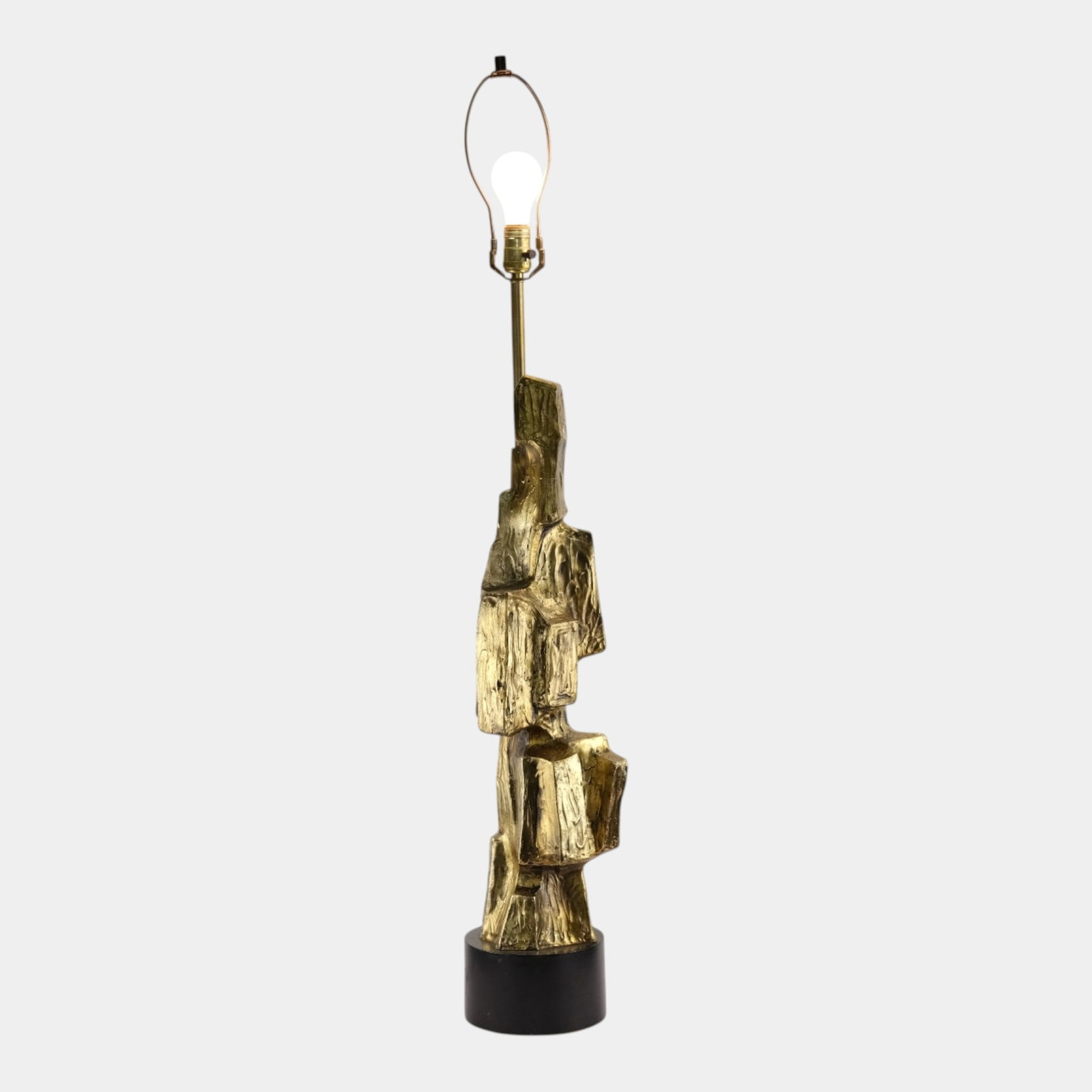 Richard Barr For Laurel Lighting Italian Brutalist Mid Century Modern Gold-Tone Metal Table Lamp (1 of 9)