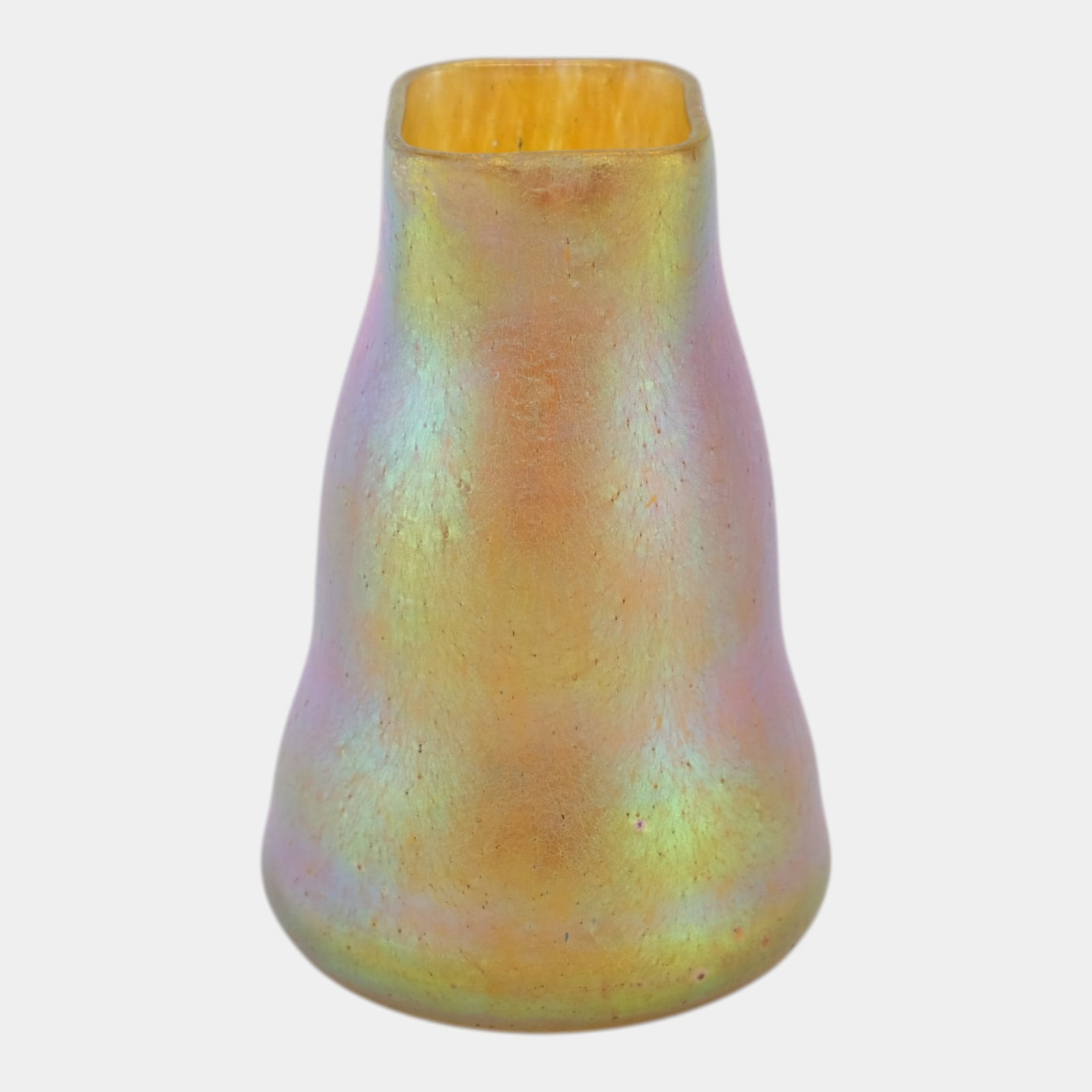 Loetz Art Nouveau Orange Pink Iridescent Tapered Form Art Glass Bud Vase (1 of 6)