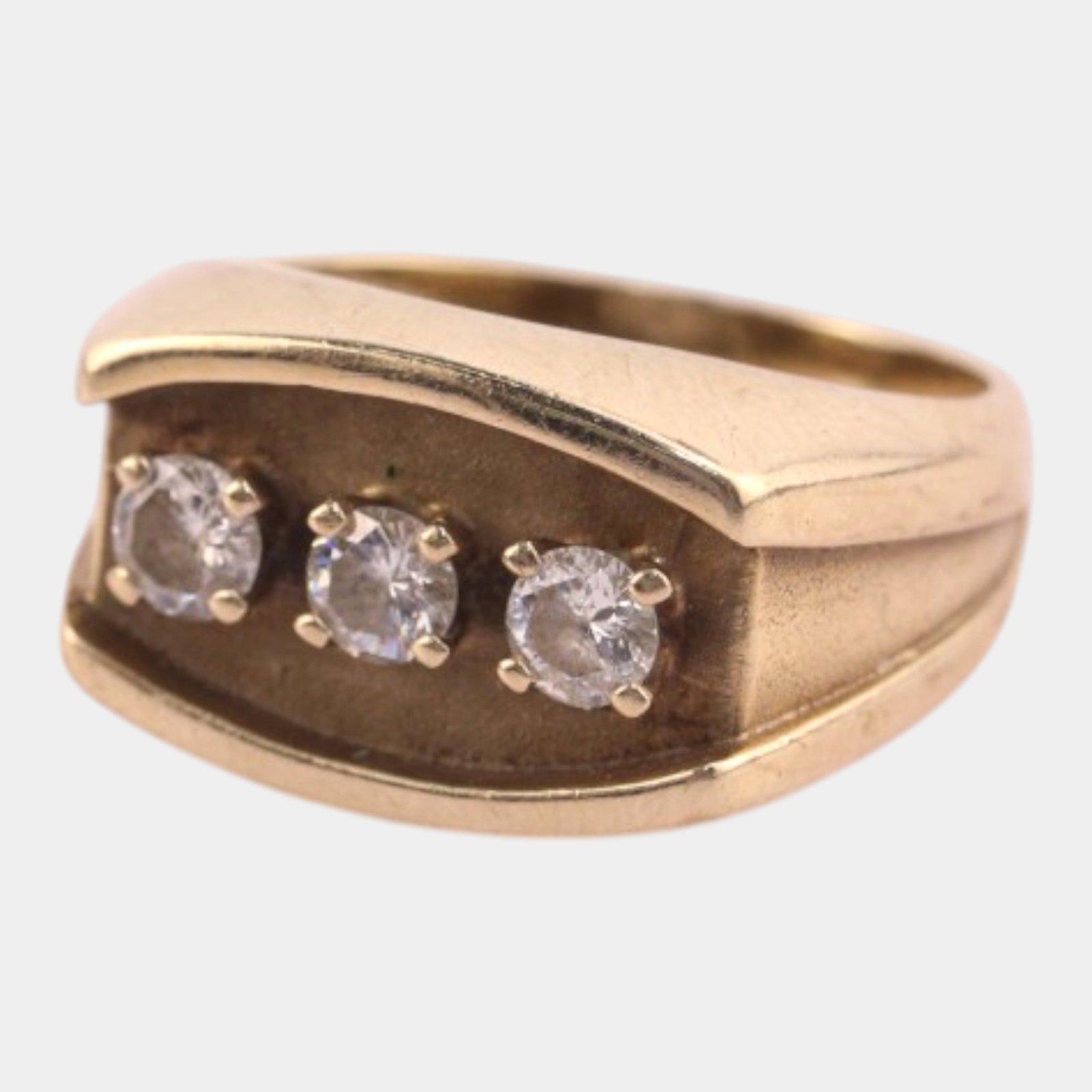 Feature Ring Co. New York 14K Yellow Gold And Diamond Mid Century Modernist Ring Size 6.5 (1 of 6)