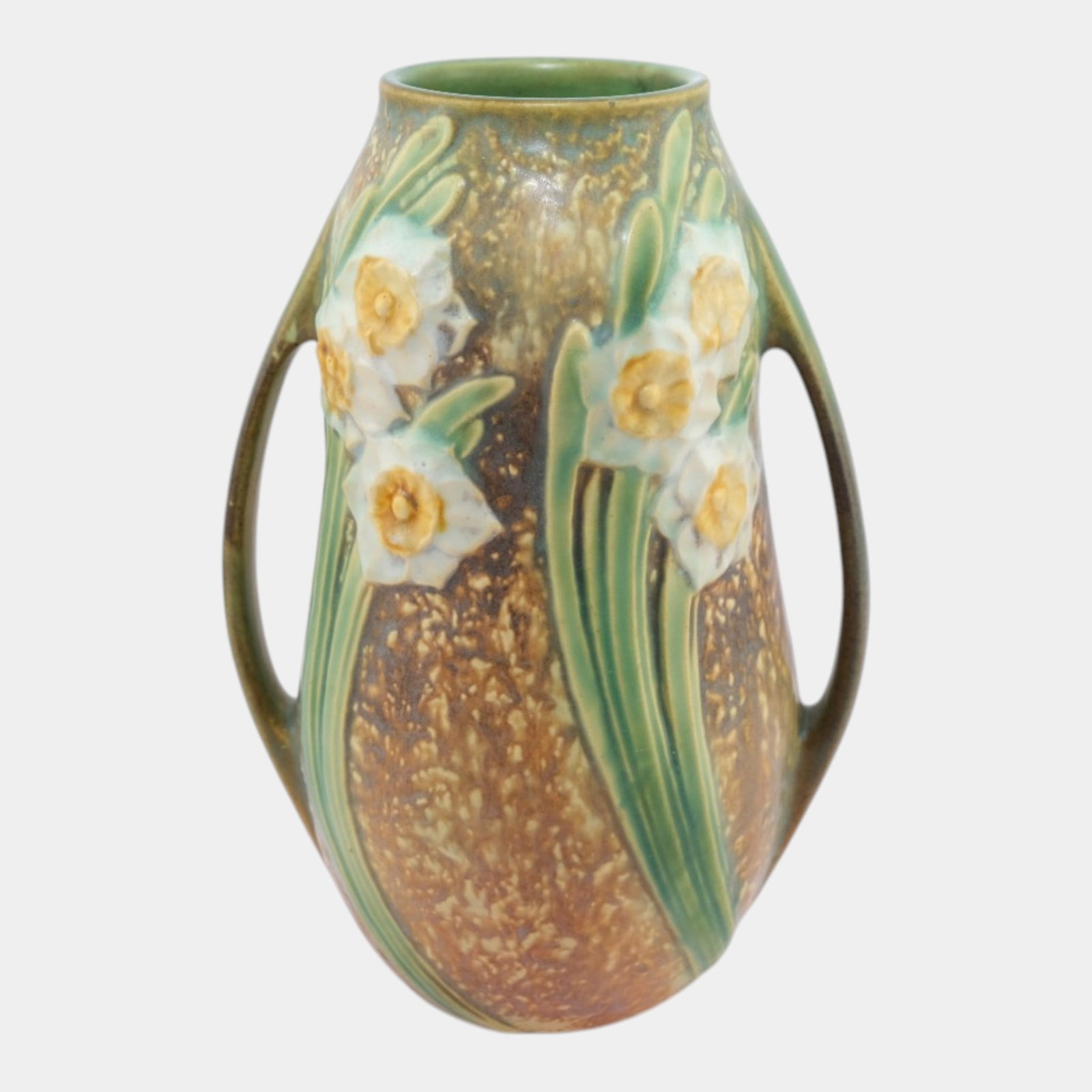 Roseville Jonquil Brown 1931 Vintage Arts And Crafts Pottery Ceramic Vase 528-8 (1 of 6)