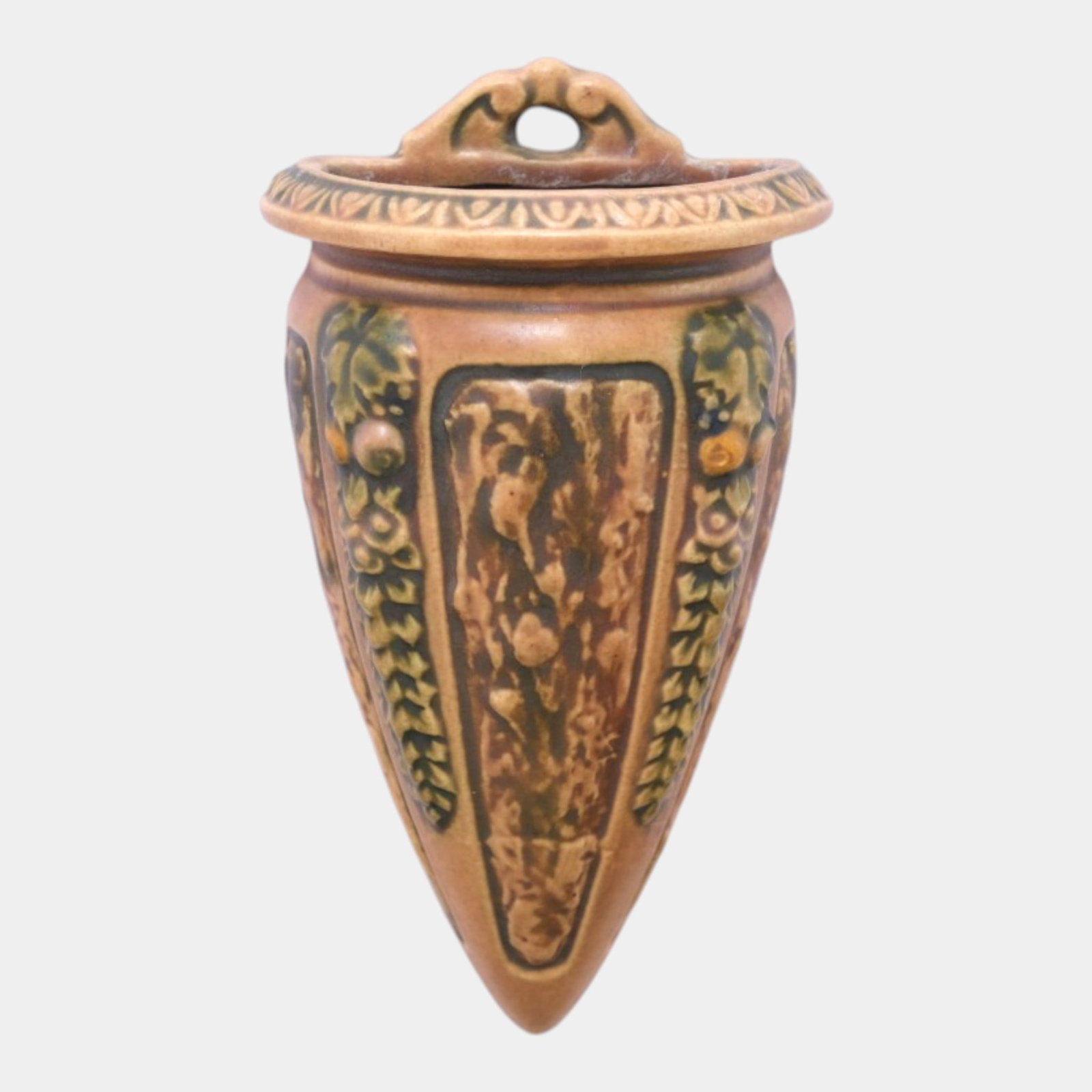Roseville Florentine I Brown 1924 Arts And Crafts Pottery Ceramic Wall Pocket 1239-7 (1 of 6)