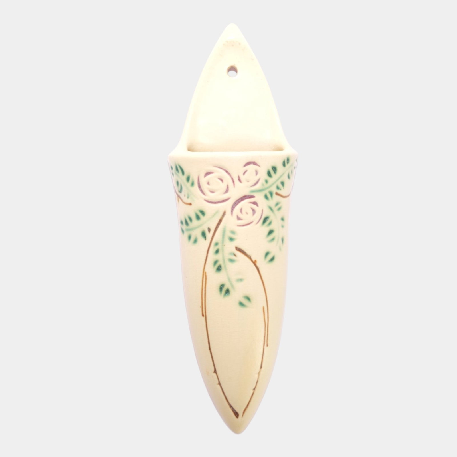 Roseville Velmoss Scroll 1916 Arts & Crafts Pottery Ceramic Wall Pocket 1227-12 (1 of 6)