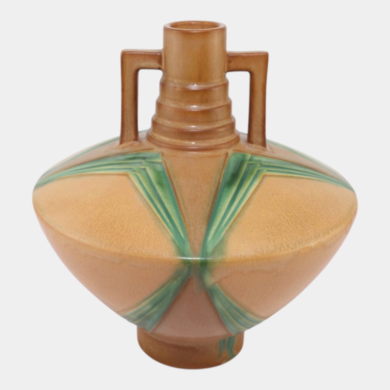 Roseville Futura Brown 1928 Vintage Art Deco Pottery Ceramic Football Vase 409-9 (1 of 7)