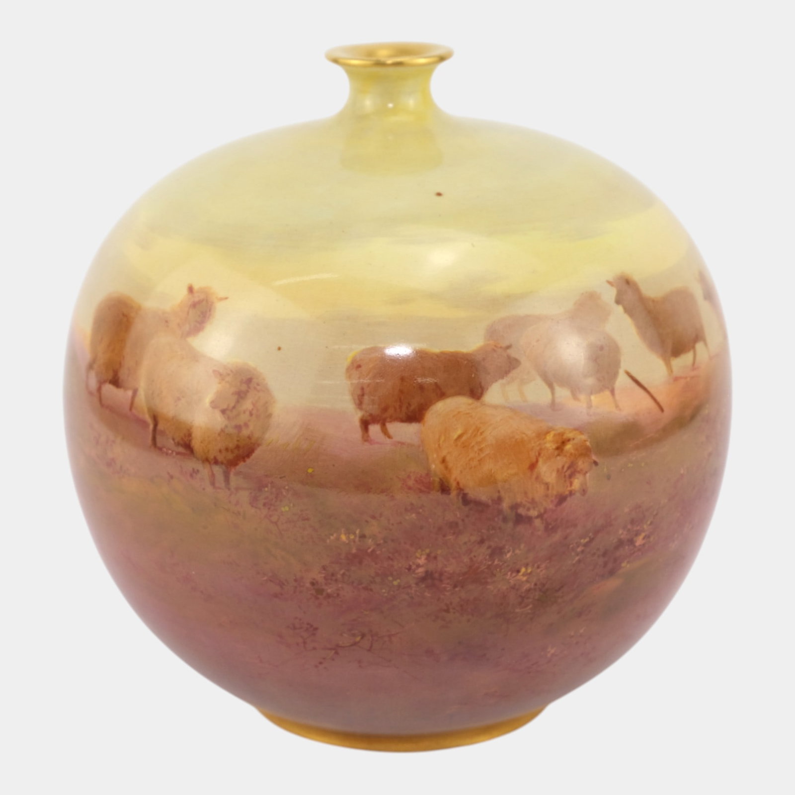 Doulton Burslem Luscian Ware Porcelain Hand Painted Scenic Field With Sheep Vase: Professional, fast, and affordable in house shipping available for all items. Doulton Burslem Luscian Ware Porcelain Hand Painted Scenic Field With Sheep Vase Softly luminous and beautifully pastoral,