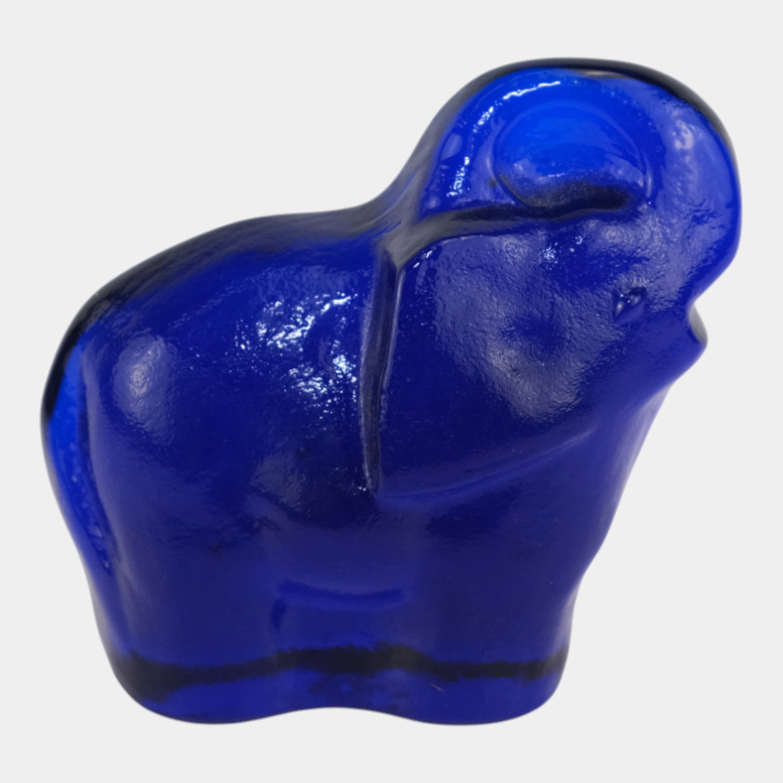 Blenko Vintage Art Glass Handcrafted Cobalt Blue Trunk Up Elephant Figurine (1 of 6)