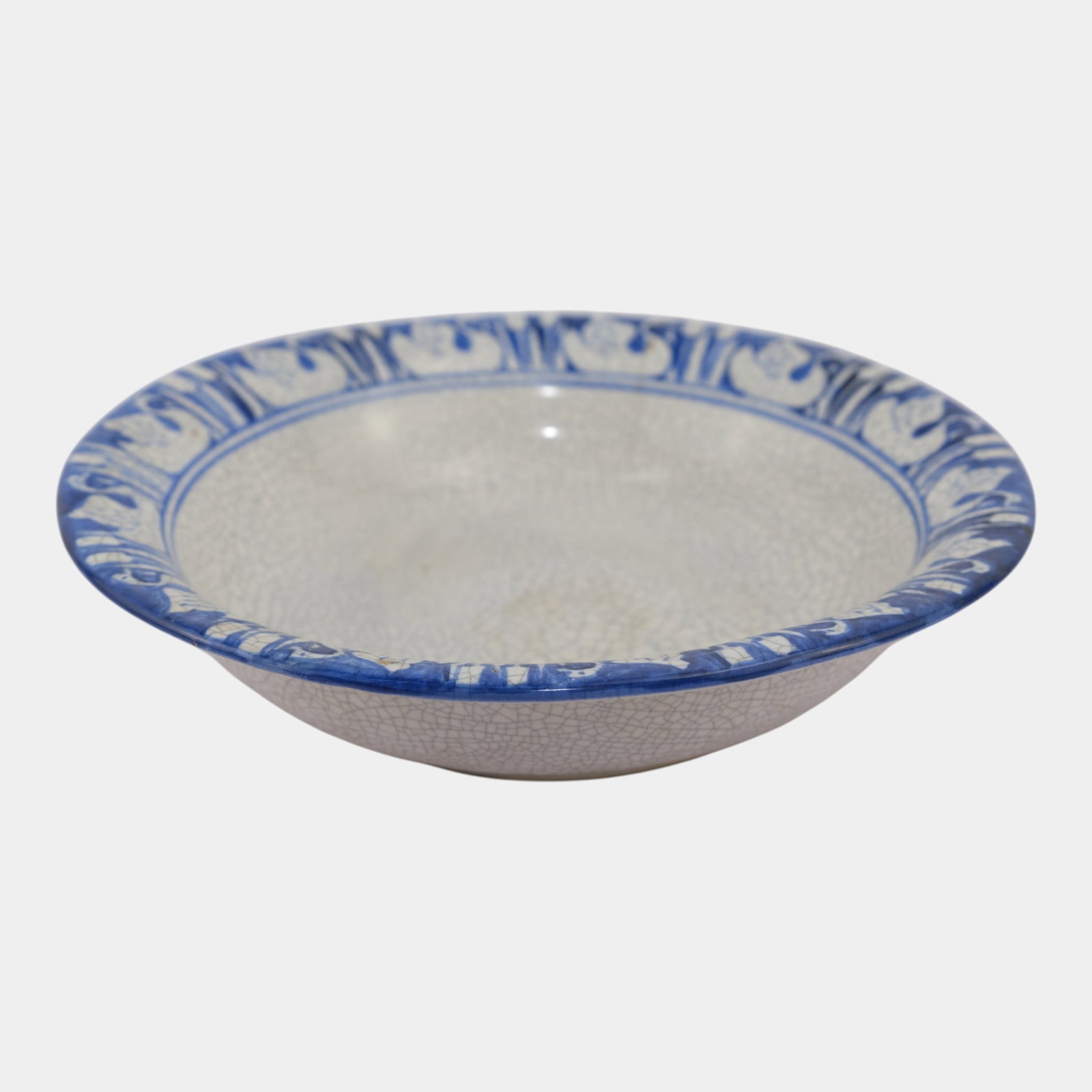 Dedham Pottery 1929-1943 Arts And Crafts Blue Swan Large Ceramic Serving Bowl (1 of 6)