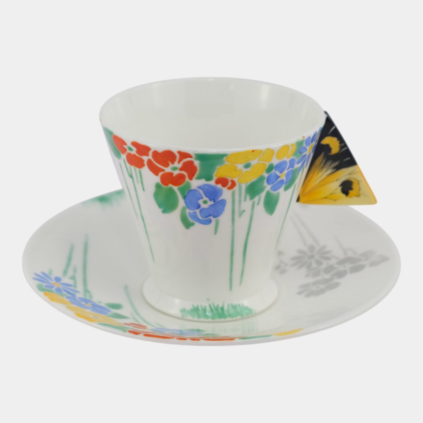 Shelley 1930s English Bone China Floral Art Deco Vogue Shape Teacup Saucer: Professional, fast, and affordable in house shipping available for all items. Shelley 1930s English Bone China Floral Art Deco Vogue Shape Teacup Saucer Brightly modern and delightfully graphic, this 