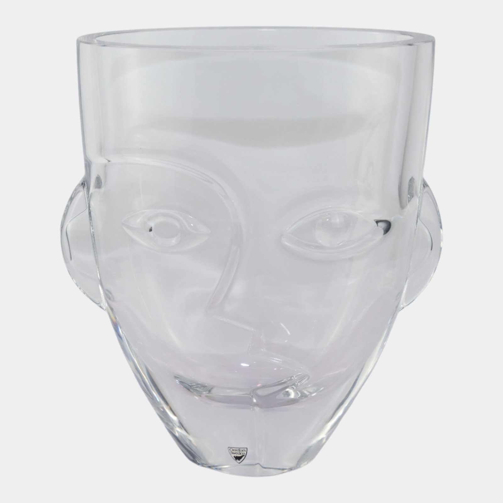 Martti RytkÃ¶nen Orrefors Sweden Art Deco Clear Crystal Glass Ramses Face Vase (1 of 7)