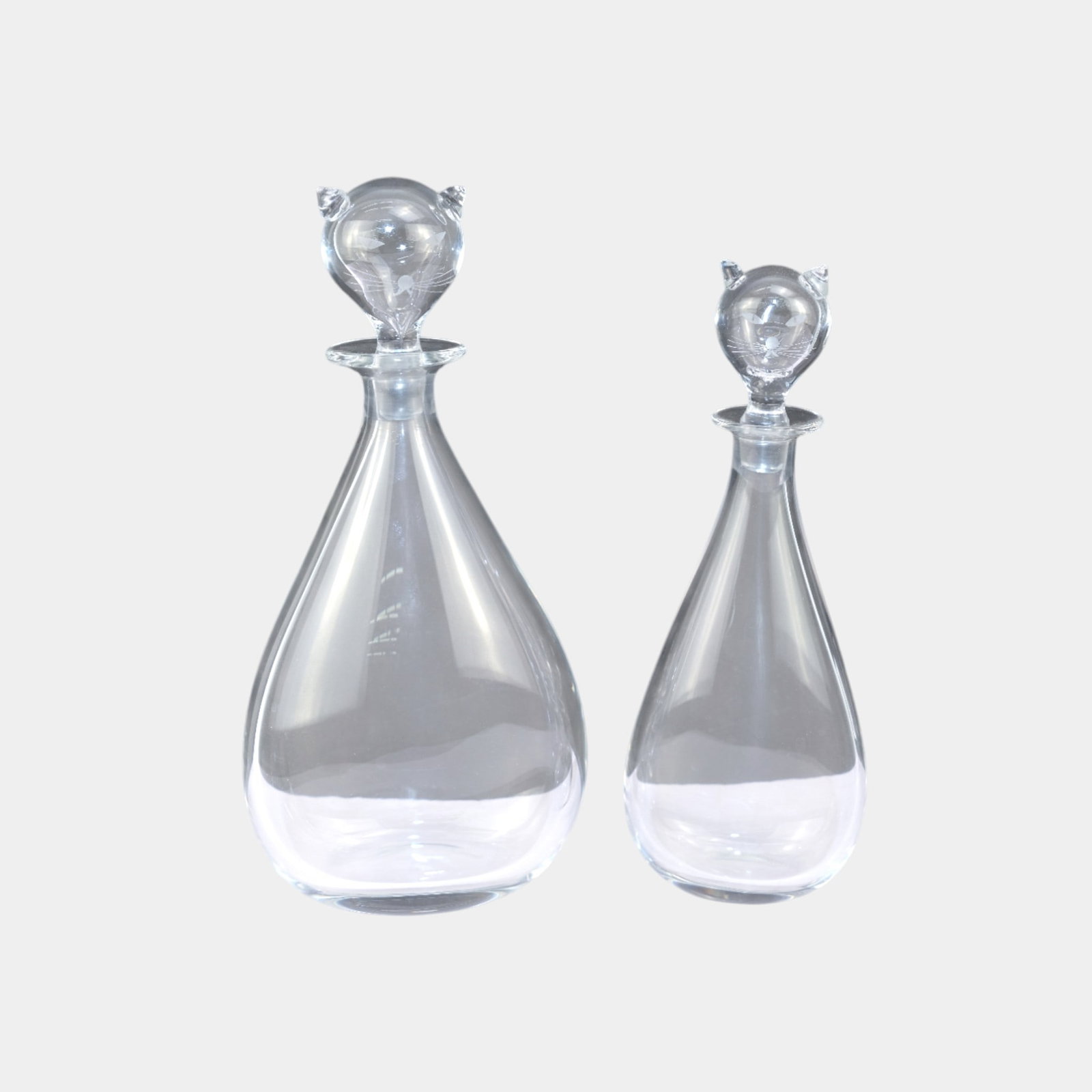 Sven Pamqvist For Orrefors Sweden Mid Century Modernist Glass Cat Head Decanters (1 of 6)
