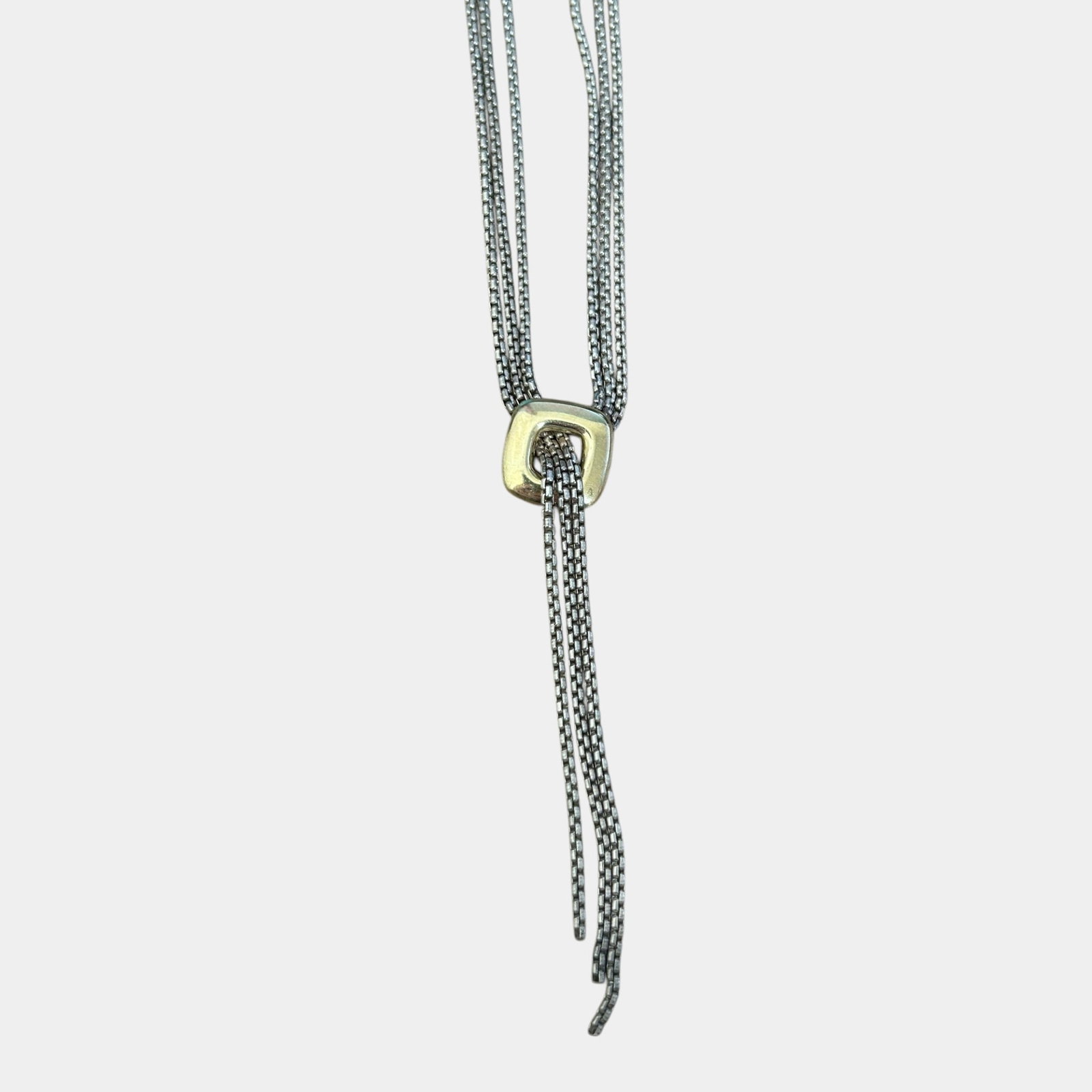 David Yurman Designer 18K Gold & Sterling Silver Multichain Two Tone Waterfall Lariat Necklace (1 of 6)