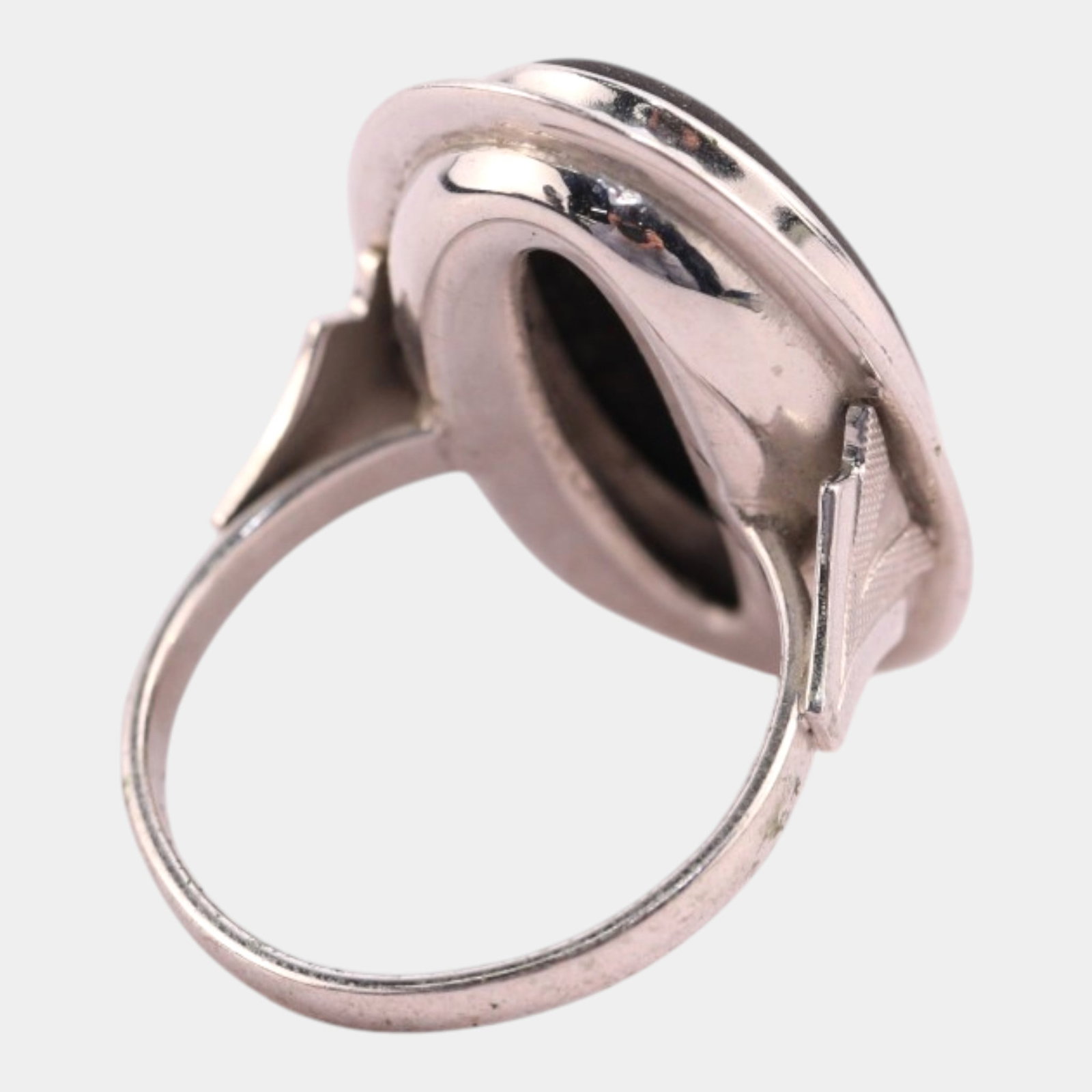 Wedgwood Black Jasperware Cameo 14K White Gold Braided Bezel Art Deco Shank Ring Size 6 - 3