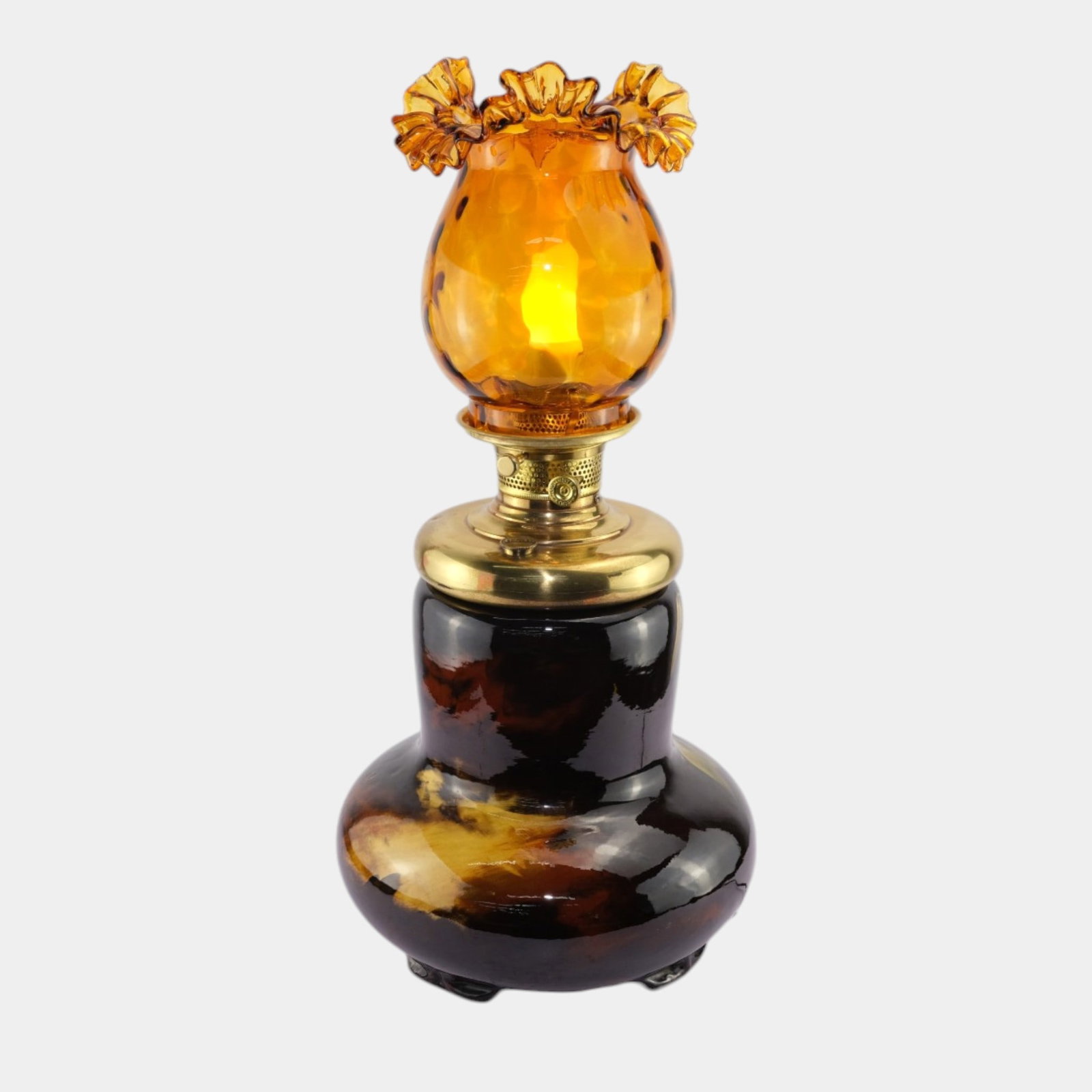 Weller Aurelian 1900s Vintage Art Pottery Floral Ceramic Electric Lamp (Mitchell) (1 of 13)