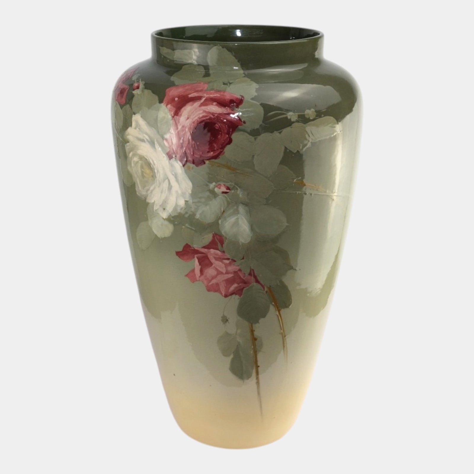 Weller Eocean 1900s Pottery Hand Painted Floral Decorated 24" Tall Ceramic Floor Vase (1 of 6)