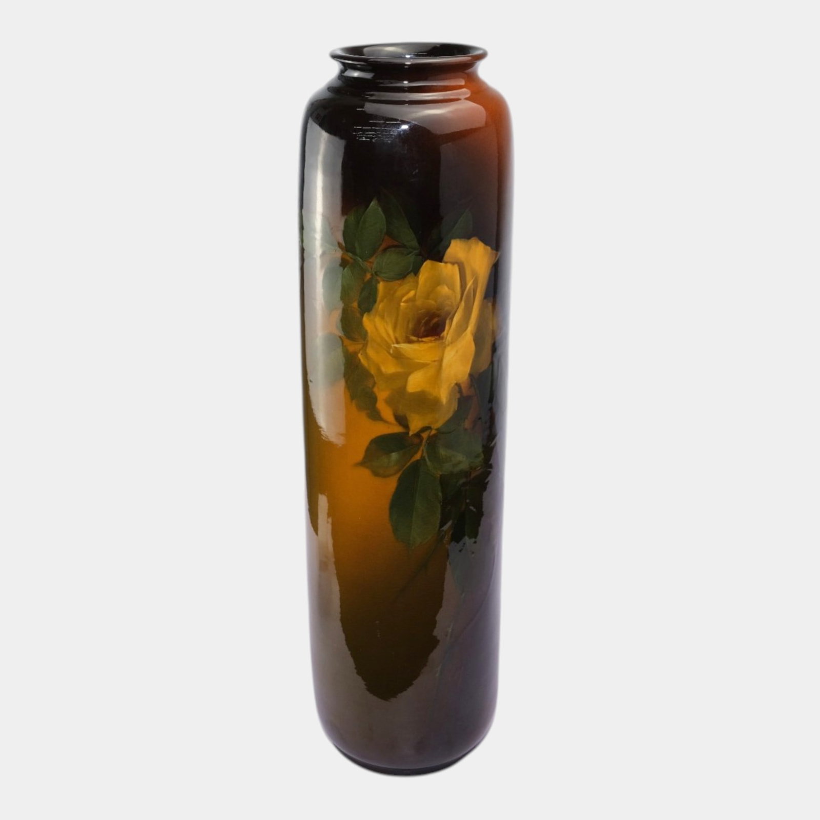 Weller Louwelsa 1900s Antique Art Pottery Yellow Rose Ceramic Tall 20" Vase (Mitchell) (1 of 8)