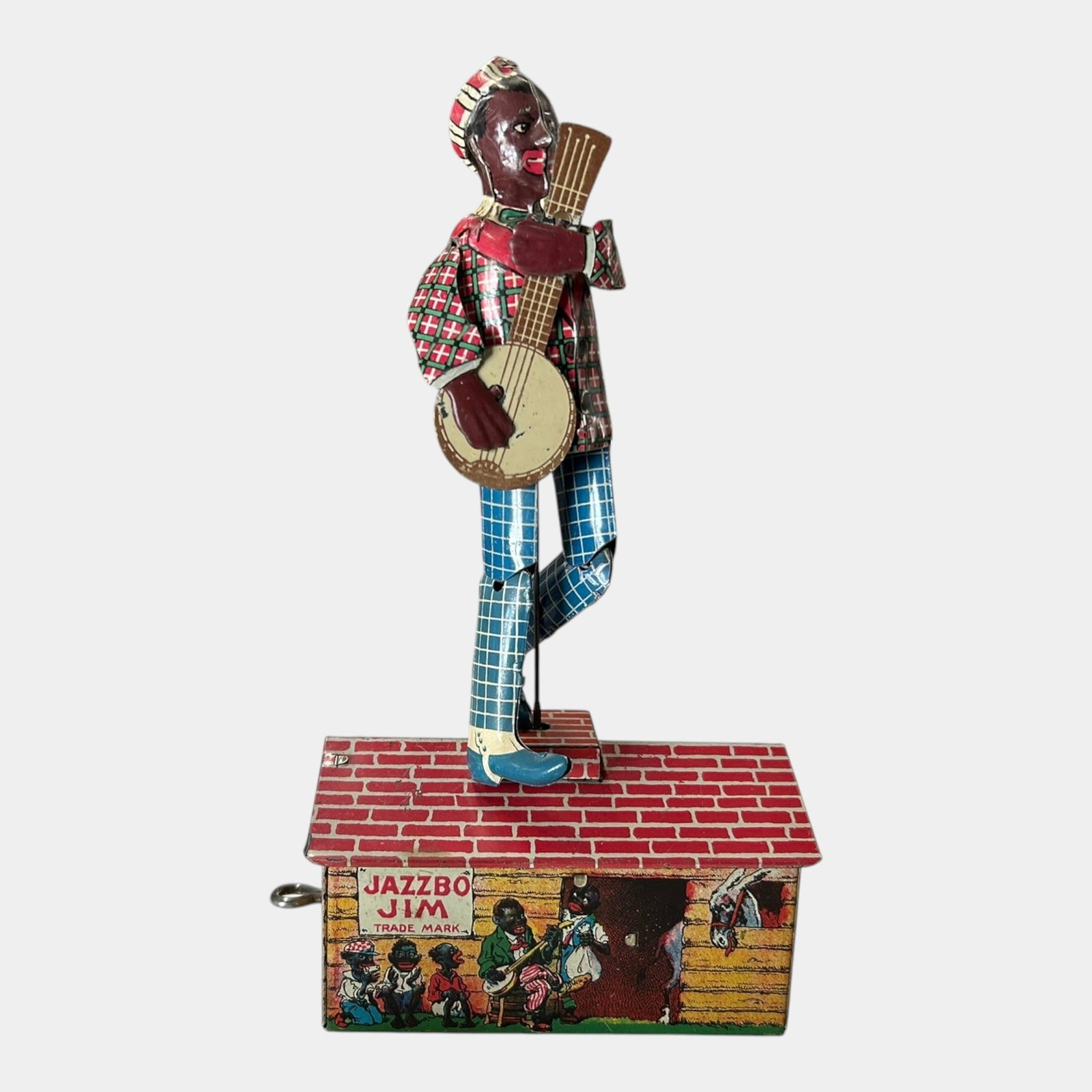 Unique Art MFG Co. "The Dancer On The Roof" Jazzbo Jim Black Americana Tin Litho Wind Up Toy (1 of 3)