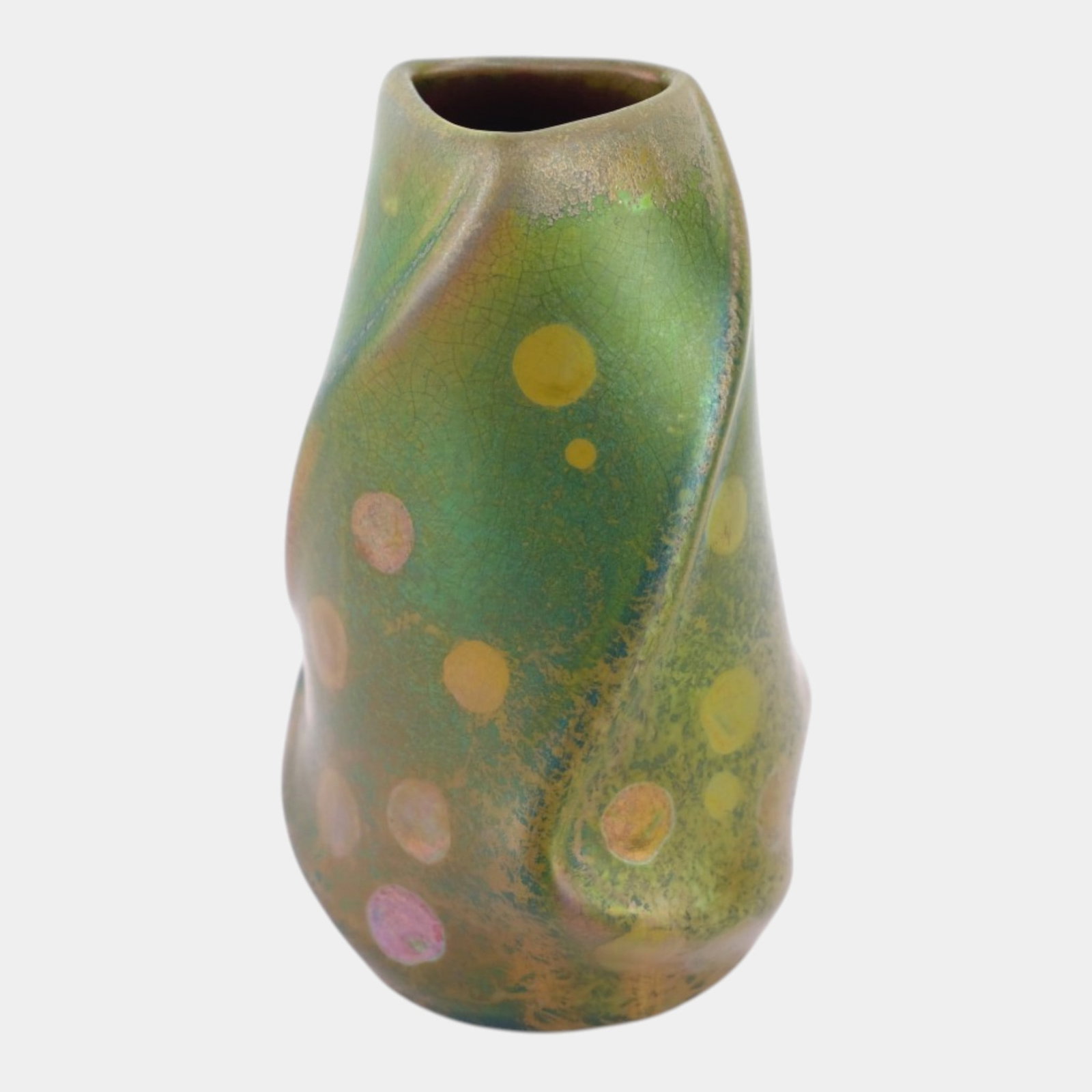 Weller Sicard 1902-07 Art Nouveau Pottery Iridescent Luster Dots Swirl Vase (1 of 6)