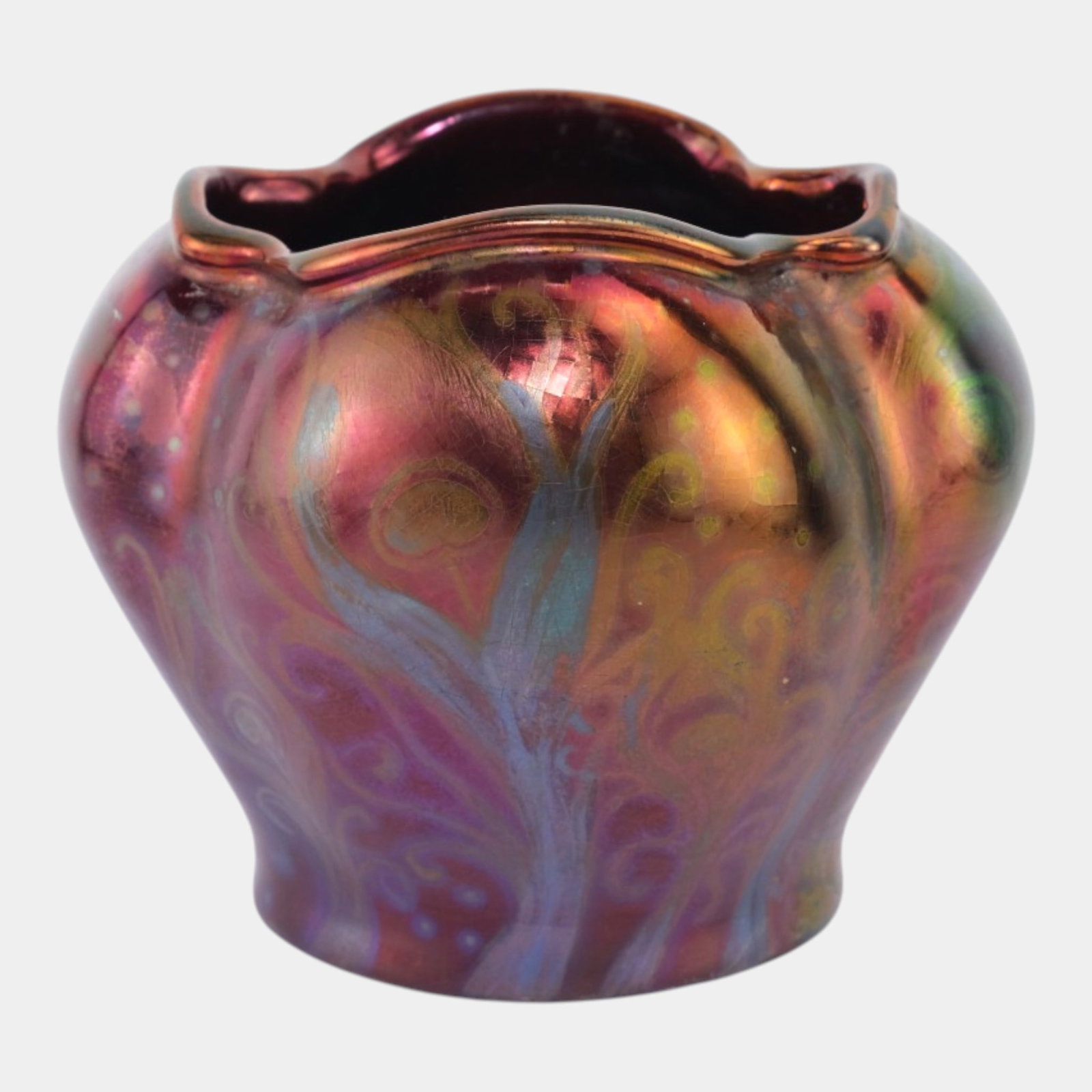 Weller Sicard 1902-07 Art Nouveau Pottery Iridescent Luster Peacock Pillow Vase (1 of 8)