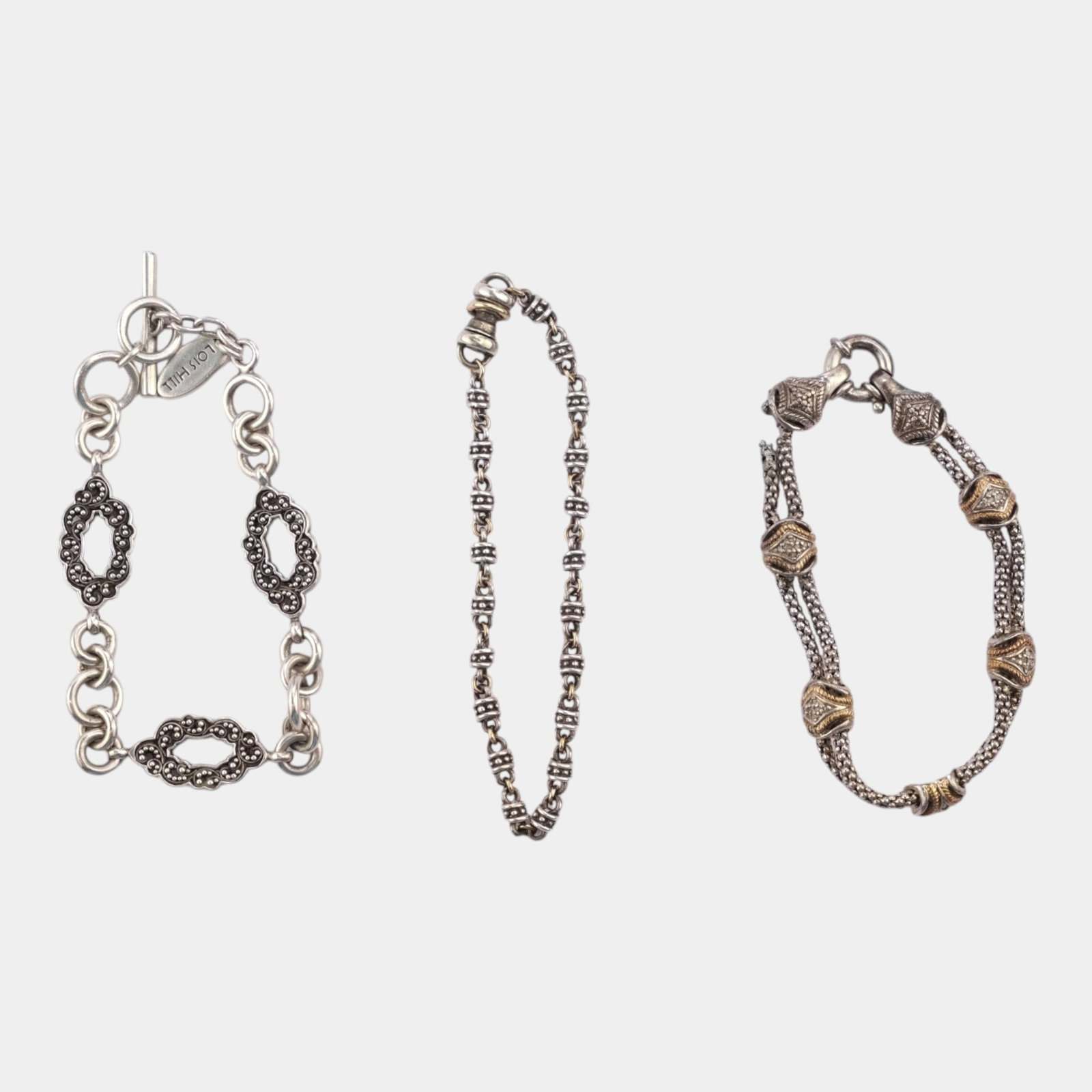 Lois Hill & Other Sterling Silver 925 Chain, Link, & Rope Style Bracelets 2 Oz Total Weight (1 of 5)