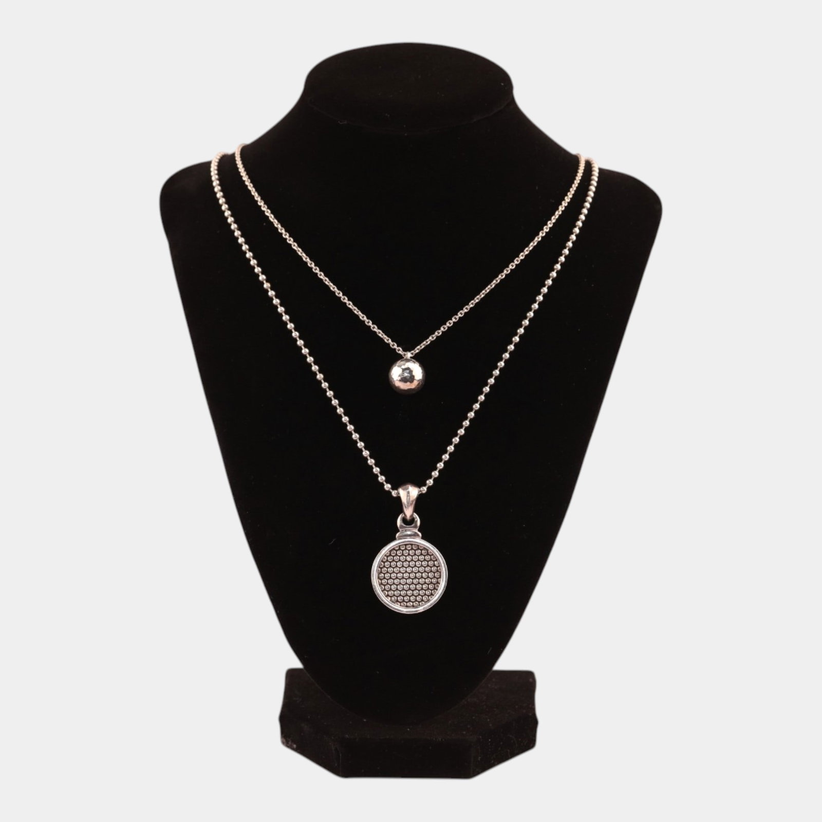 Lagos & Ippolita Sterling Silver 925 Hammered Surface Ball & Honeycomb Pendant With Sterling Chains (1 of 7)