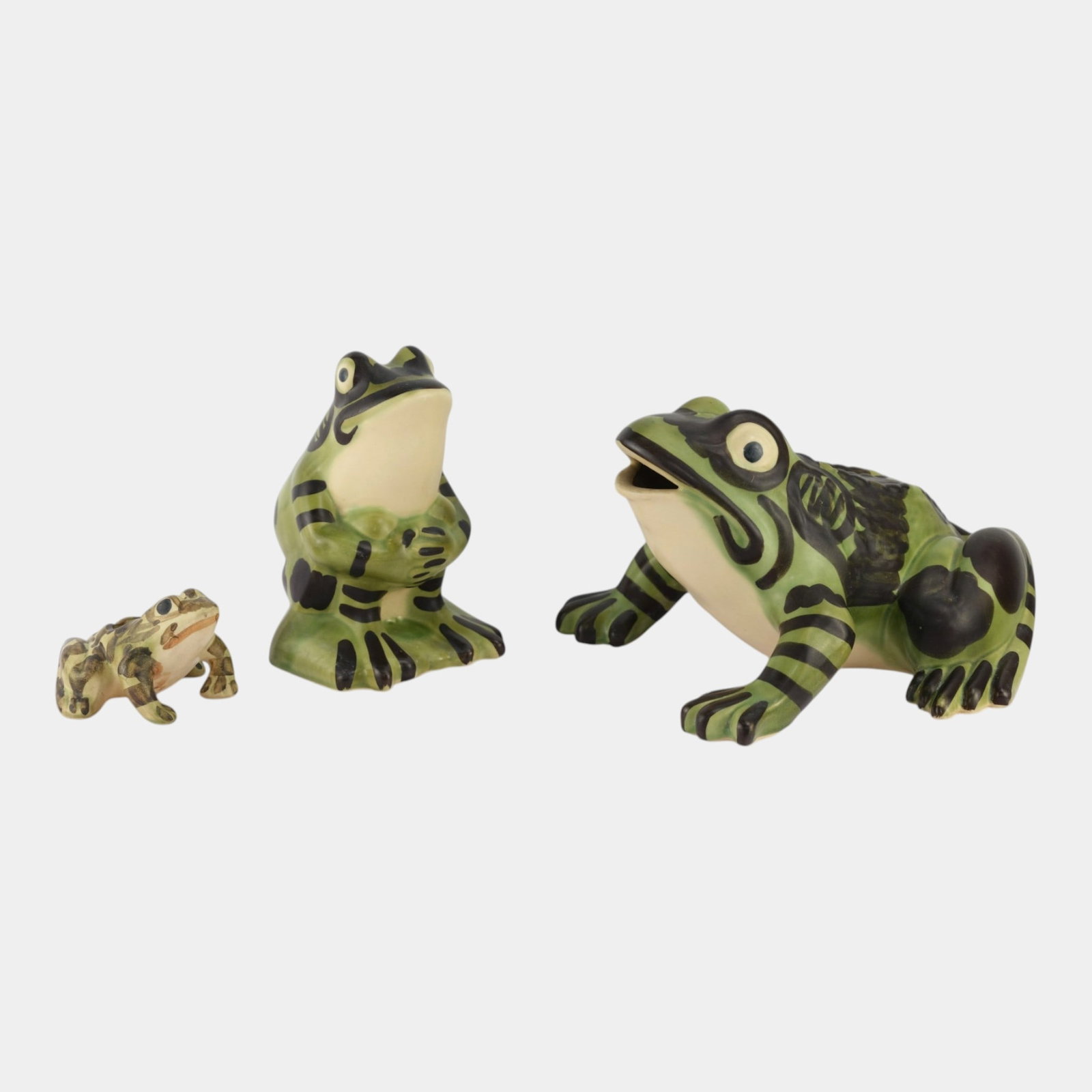 Brush McCoy Vintage Art Pottery Green Brown Ceramic Frog Planter And Figurines (1 of 4)