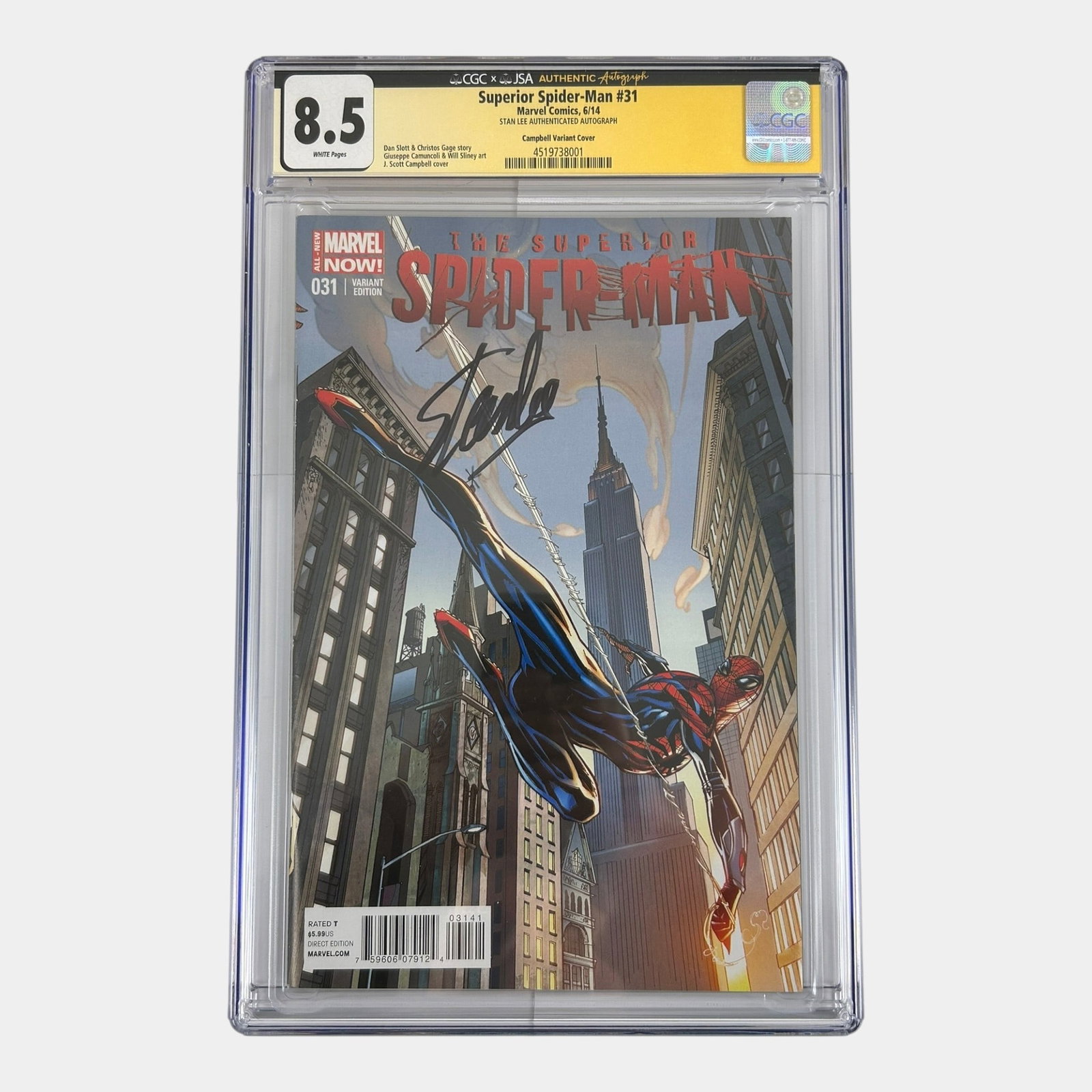 Stan Lee Autographed Superior Spider-Man #31 CGC Sig Series 8.5 Authenticated Stan Lee Signature: Professional, fast, and affordable in house shipping available for all items. Stan Lee Autographed Superior Spider-Man #31 CGC Sig Series 8.5 Authenticated Stan Lee Signature CGC Signature Series Auth