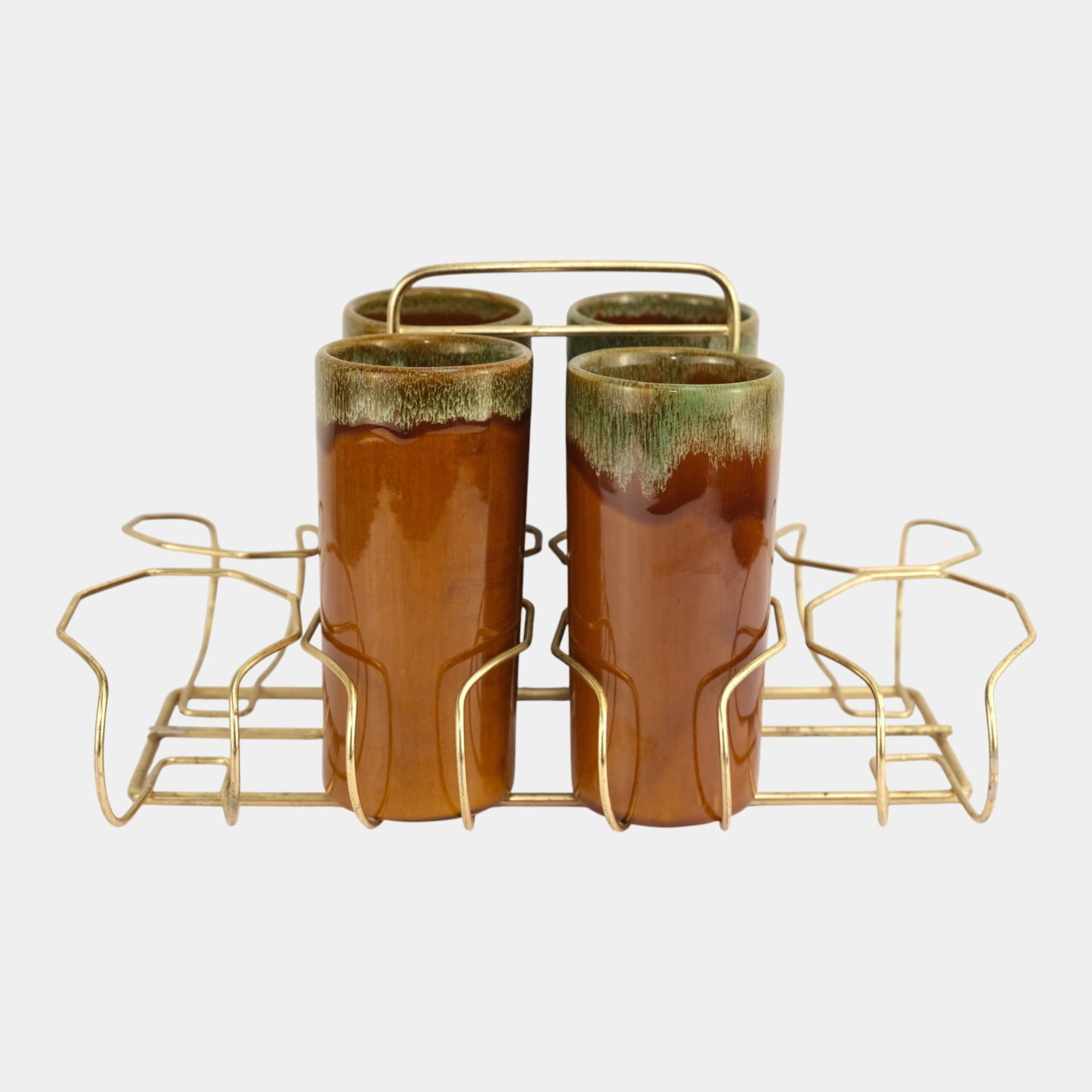 Van Briggle Modern Deco Art Pottery Brown Pitcher Creamer Set Of Four: We offer affordable in-house shipping on all items. Van Briggle Modern Deco Art Pottery Brown Pitcher Creamer Set Of Four Excellent original condition. No chips, cracks, damage or repair of any kind. 