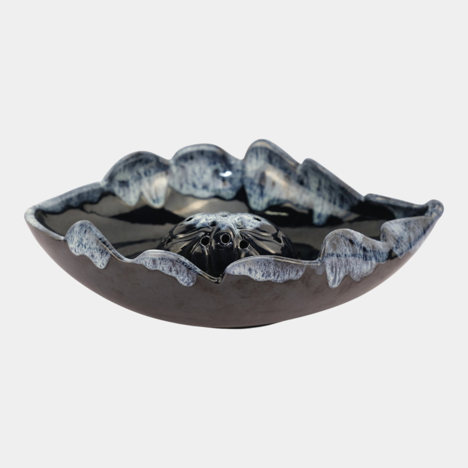 Anna Van Briggle Pottery Mid Century Modern Leaf Console Bowl Flower Frog (1 of 4)