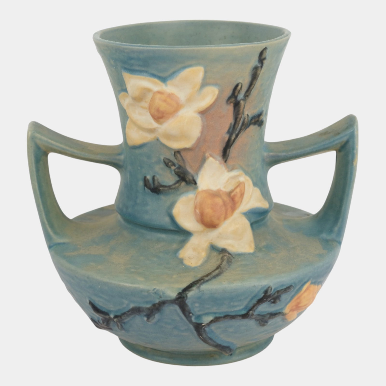 Roseville Magnolia Blue 1943 Mid Century Modern Art Pottery Ceramic Vase 93-9 (1 of 3)