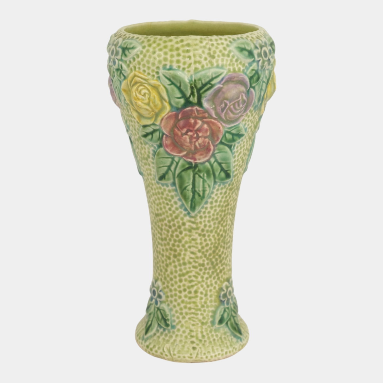 Roseville Rozane 1917 Vintage Art Pottery Flared Body Ceramic Vase: We offer affordable in-house shipping on all items. Roseville Rozane 1917 Vintage Art Pottery Flared Body Ceramic Vase Excellent condition. Age related wear. Bottom marked as shown. Vase is 10 1/4" ta