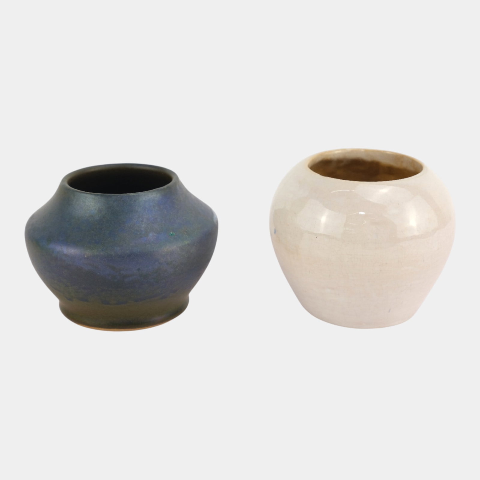 Pewabic Detroit Iridescent Cabinet Vase & White Pewabic Student Vase (1 of 5)