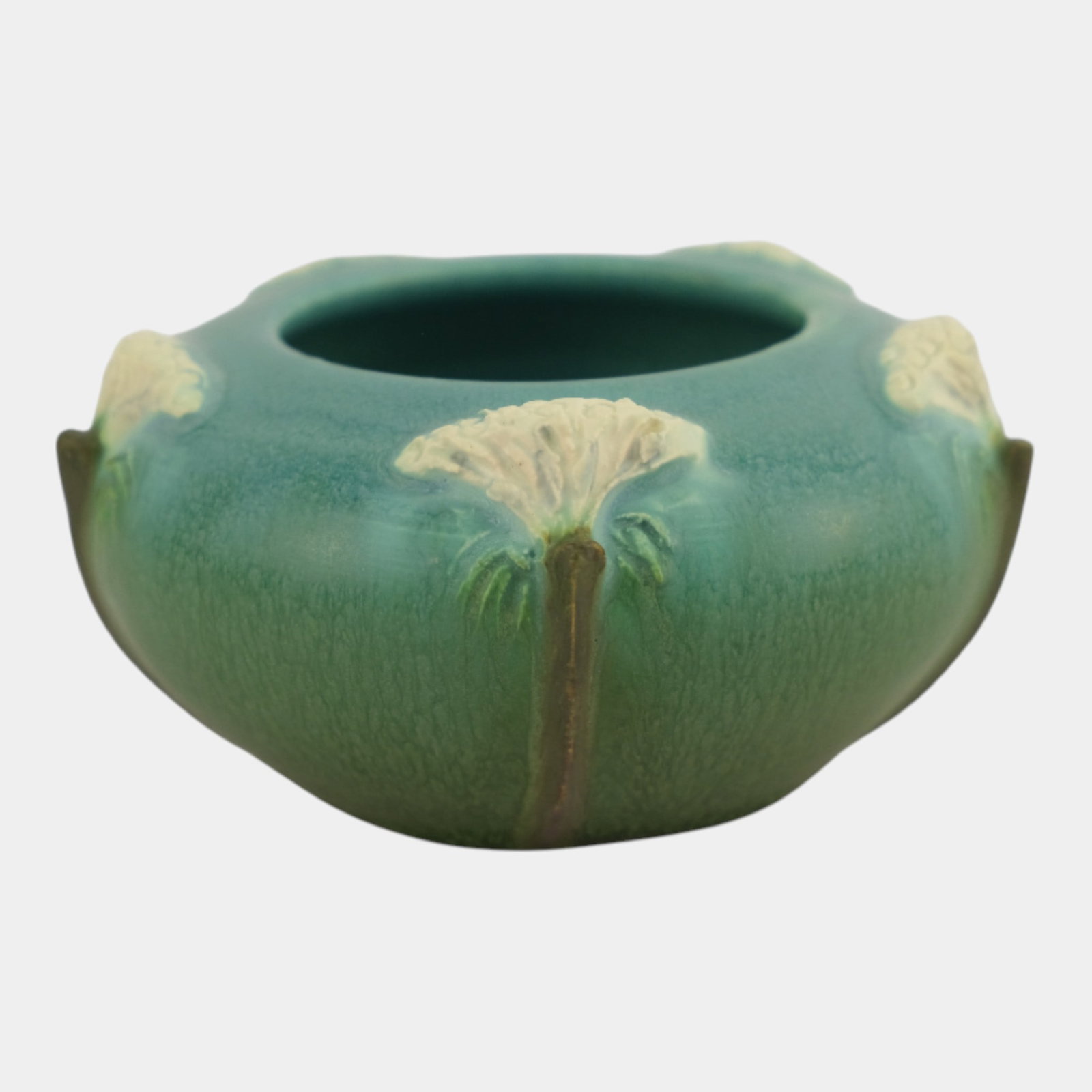 Ephraim Faience 2019 Miniature Green Queen Annes Lace Art Pottery Bowl (1 of 3)