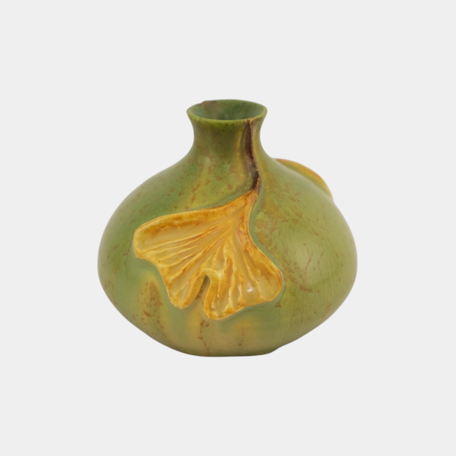 Ephraim Faience 2021 Pot Of The Week Miniature Teal Blue Ginkgo Bottle Vase: We offer affordable in-house shipping on all items. Ephraim Faience 2021 Pot Of The Week Miniature Teal Blue Ginkgo Bottle Vase Ephraim Faience vase in light green matte glaze featuring a raised ginkg
