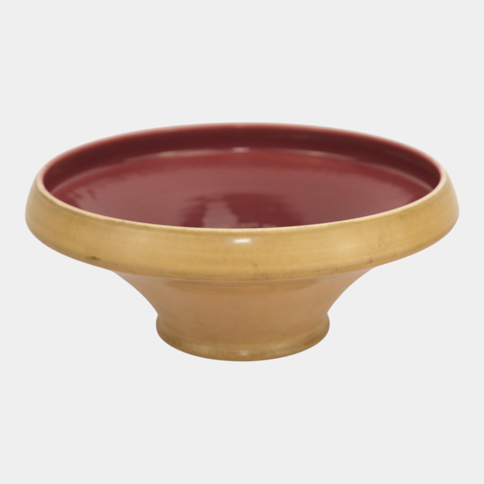 Rookwood Pottery 1921 Tan Mulberry Red Porcelain Art Pottery Pedestal Bowl 2256B (1 of 3)