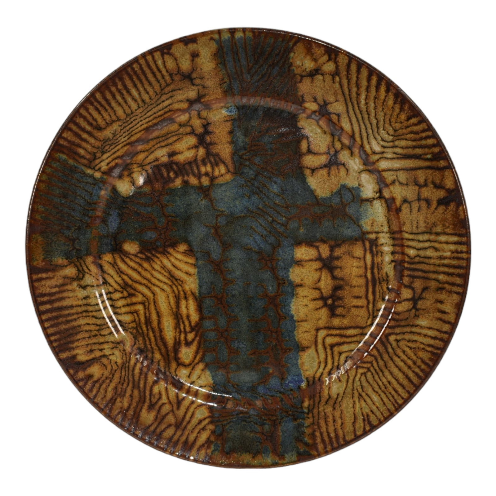 Studio Art Pottery Hand Made Abstract Stoneware Charger Plate (1 of 6)